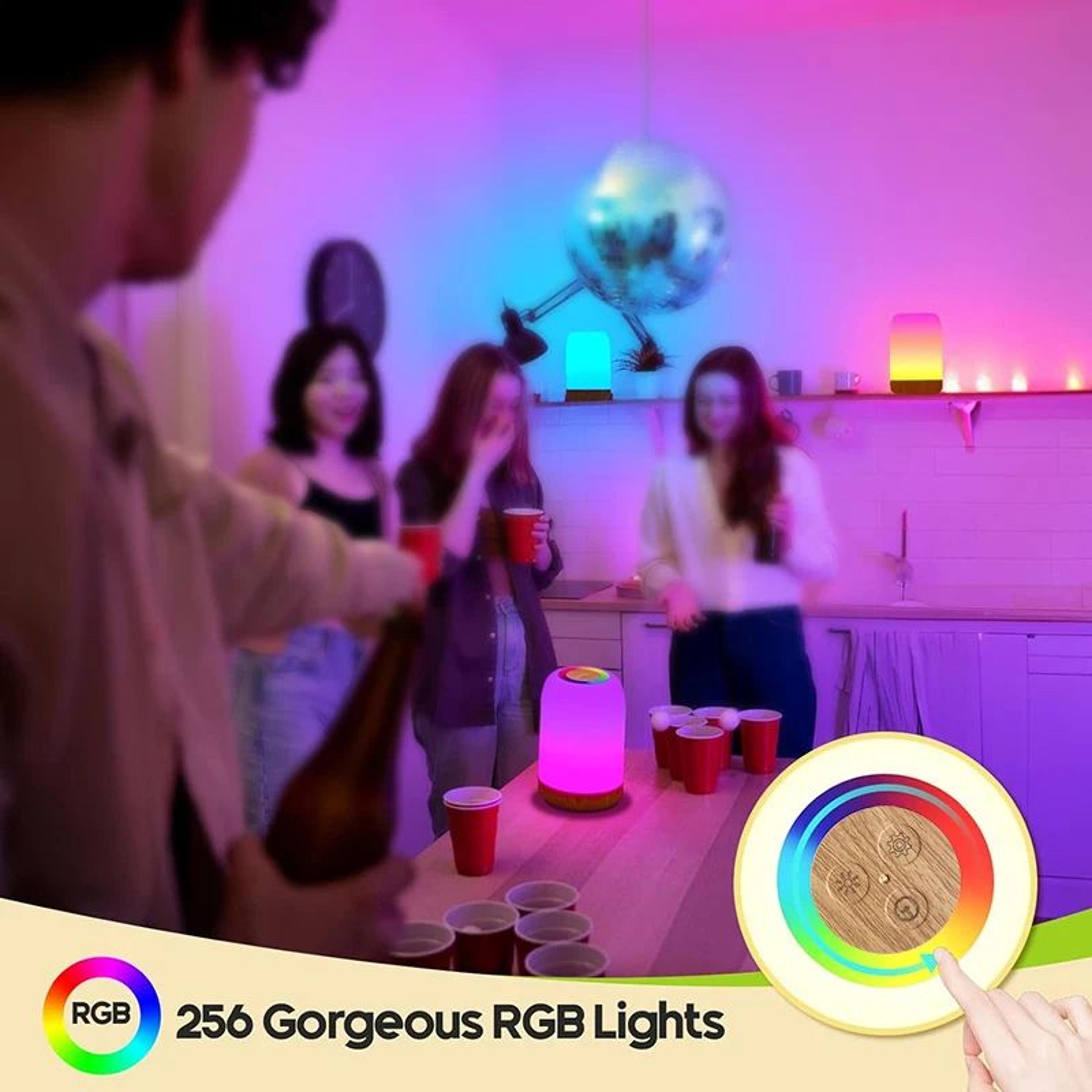 LED Touch RGB Dimmable Wood Grain Rechargeable Night Lamp 5
