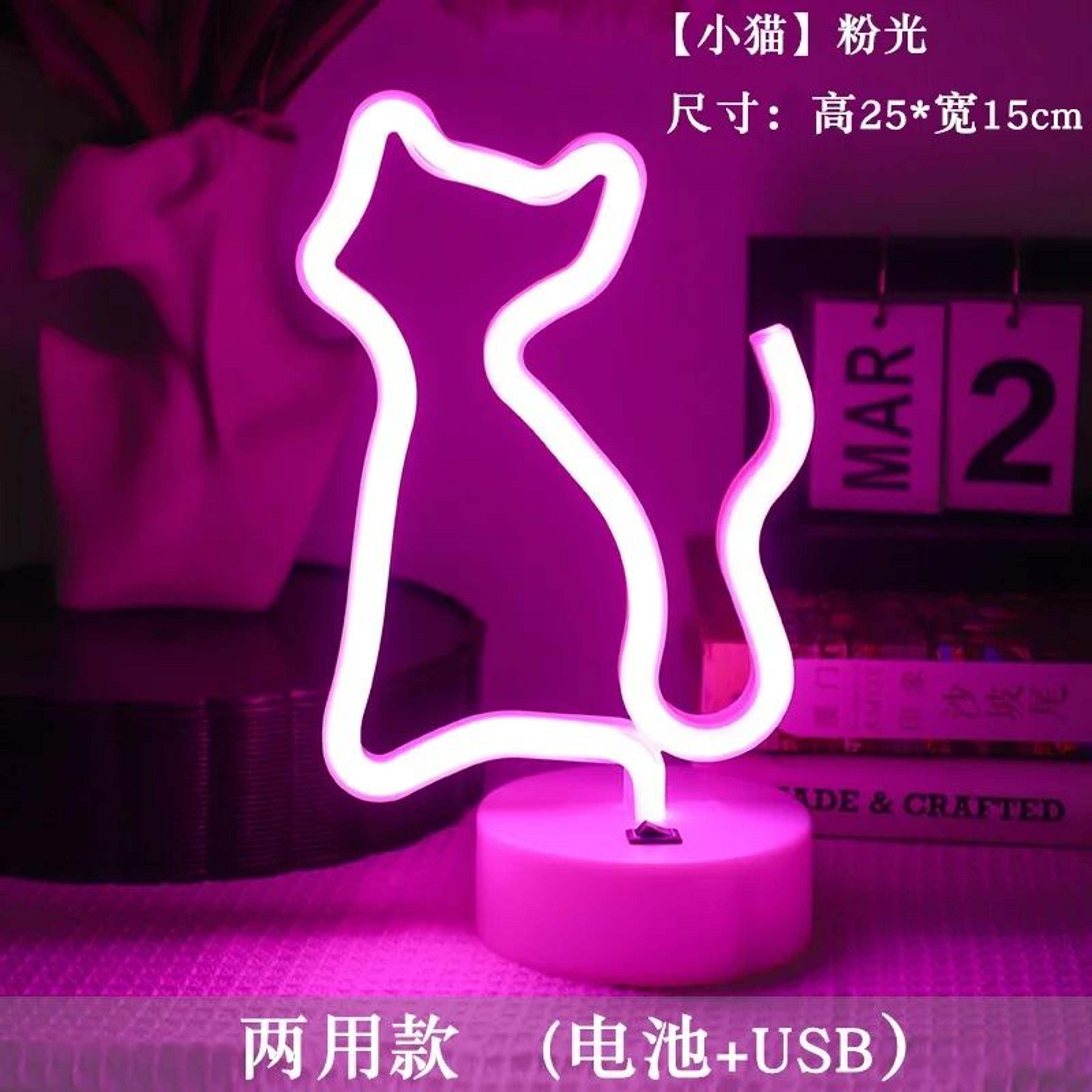 LED Cat Neon Light Sign USB  Battery LED Lamp 4