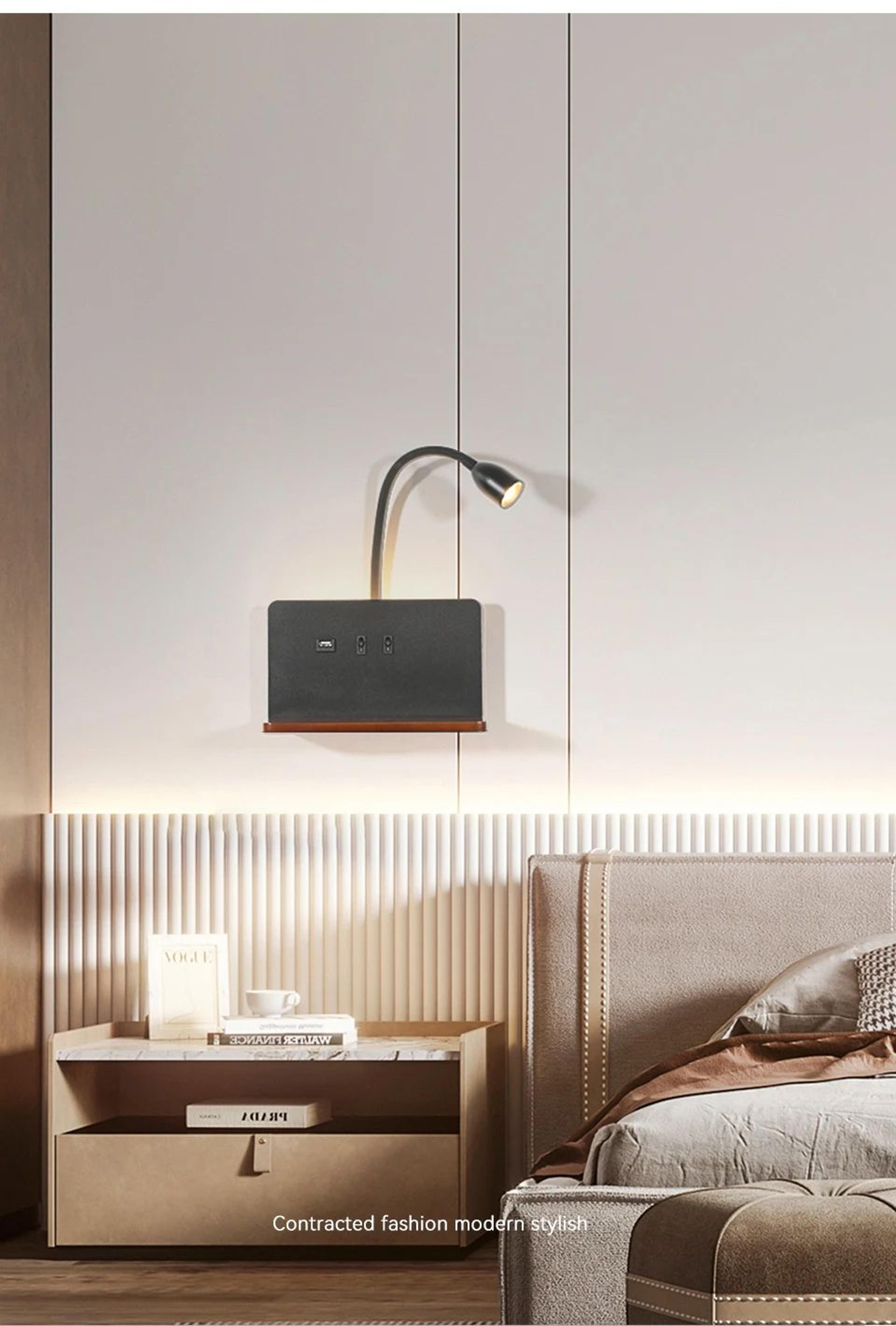 360 Rotatable USB And Wireless Charging LED Wall Lamp 8