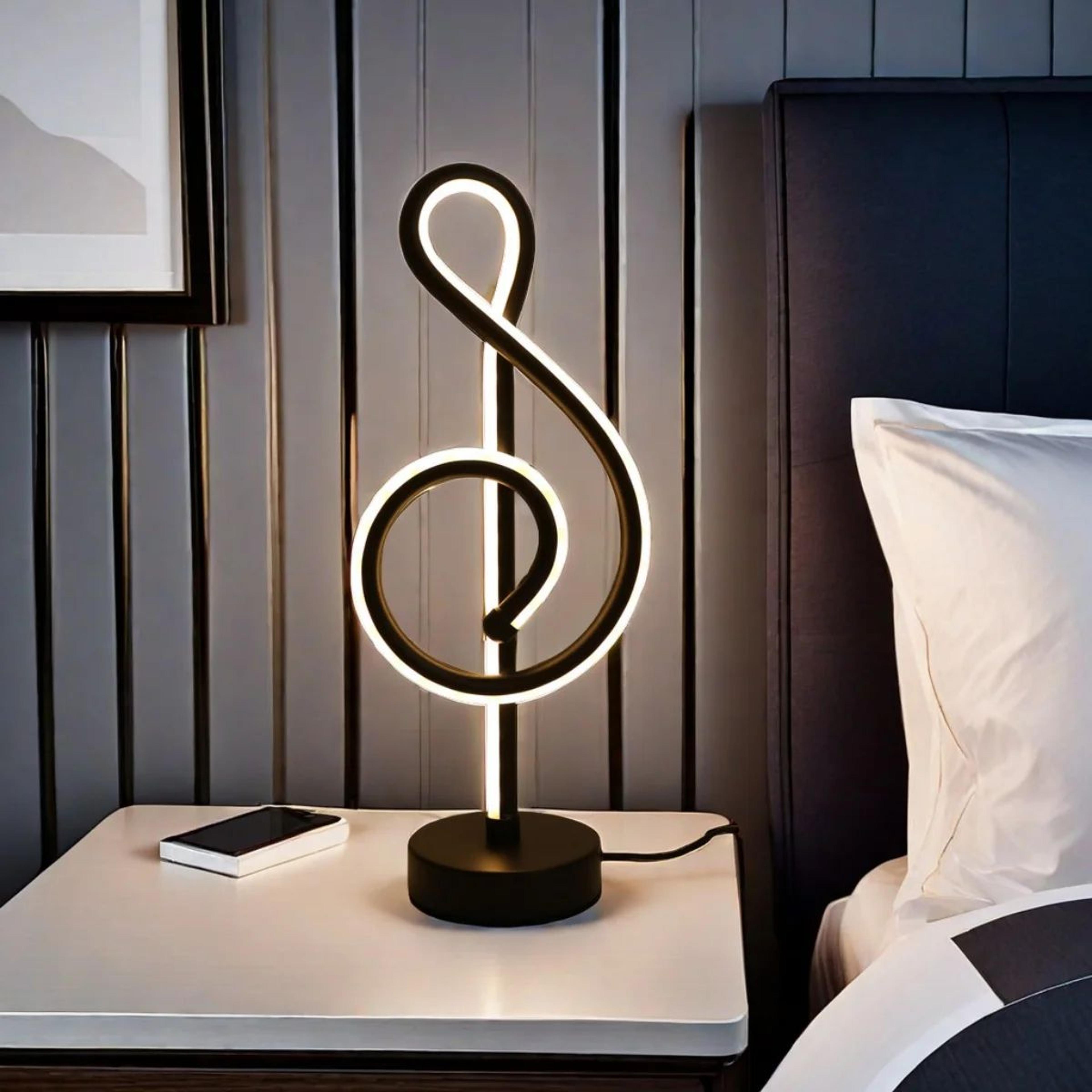 musical note led dimmable table lamp