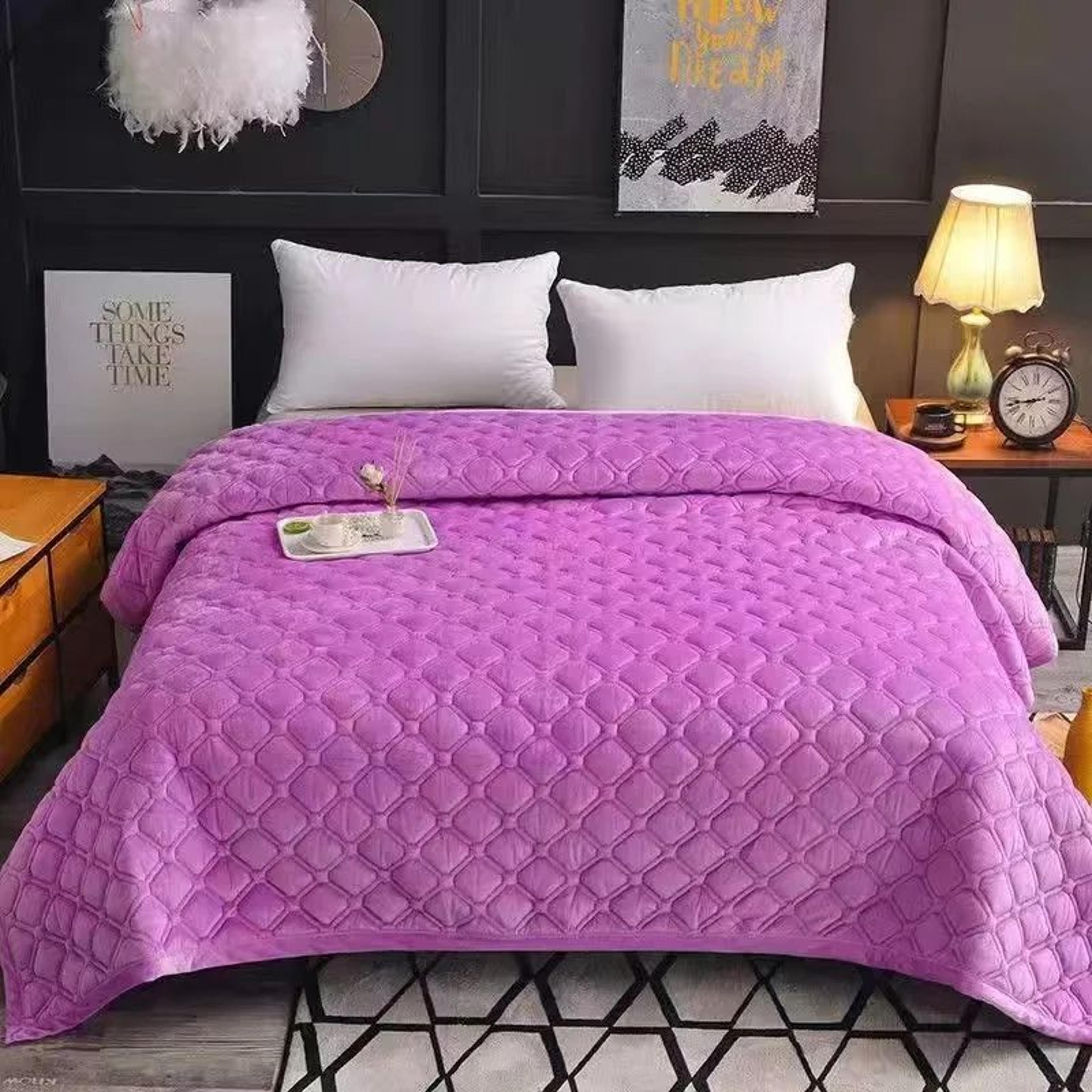 Soft Velvet Quilted Bedspread Blanket 270x230cm 10
