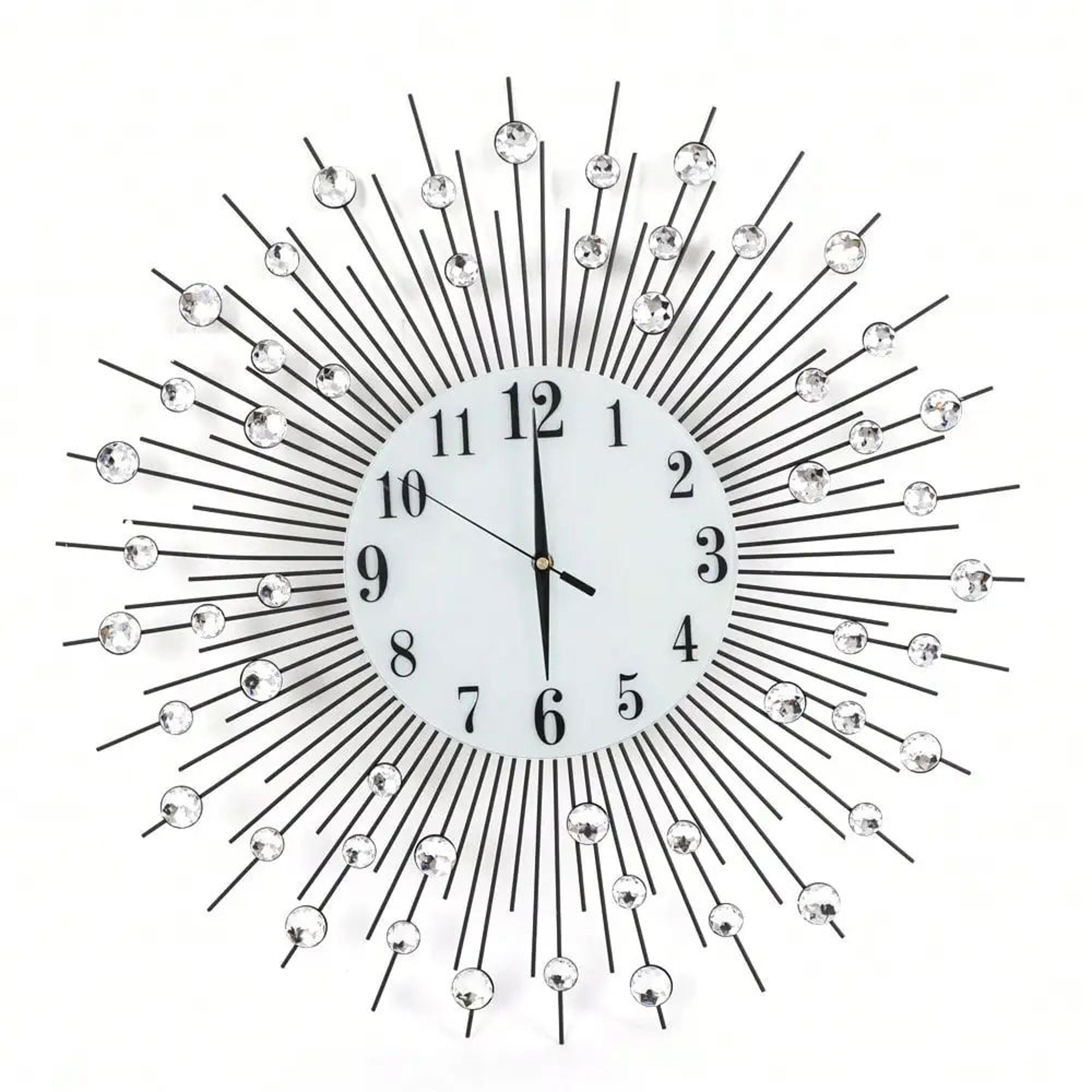 Sun Design Crushed Diamond Crystal Wall Clock 60 Cm 2