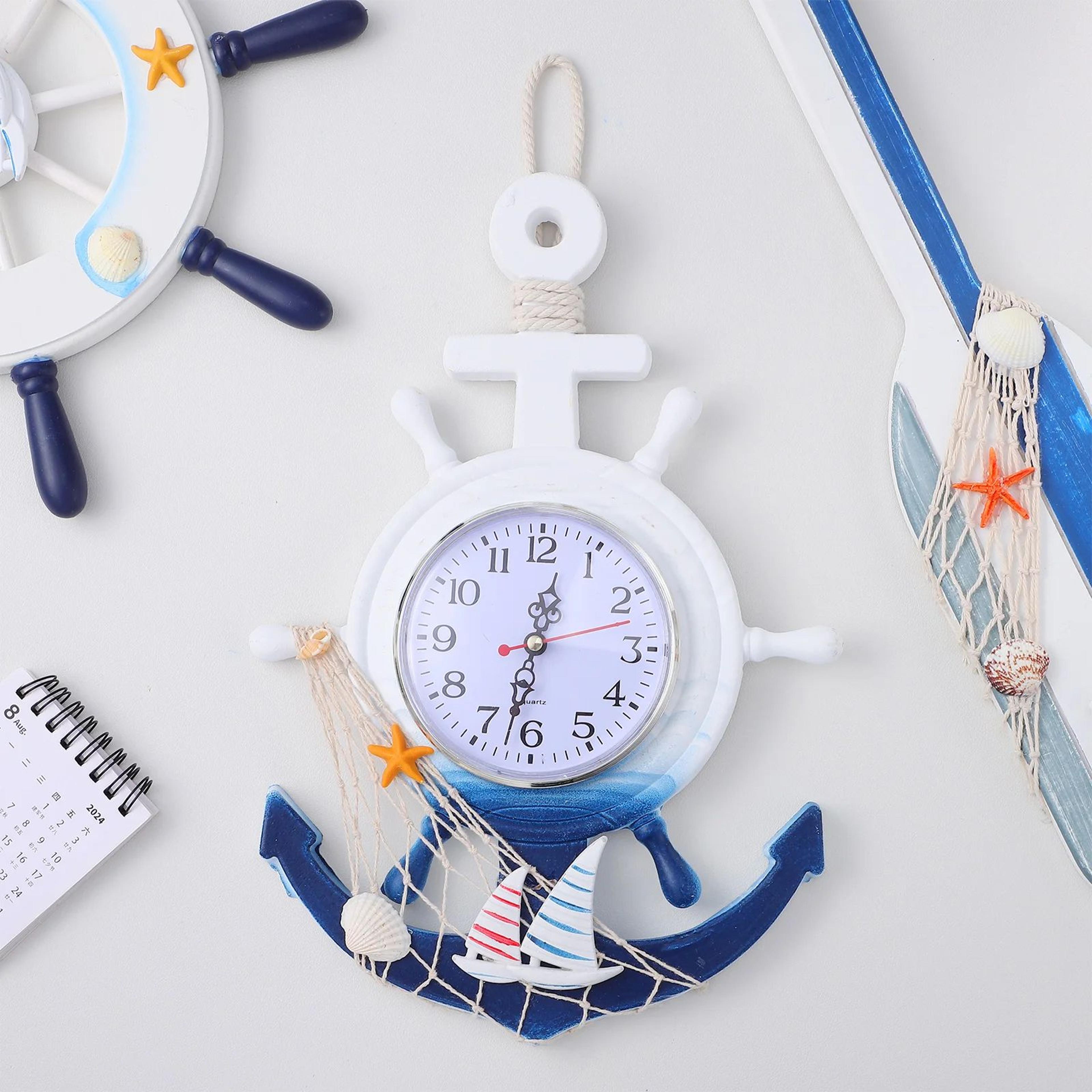 Contemporary Rudder Anchor Nautical Wall Clock 1