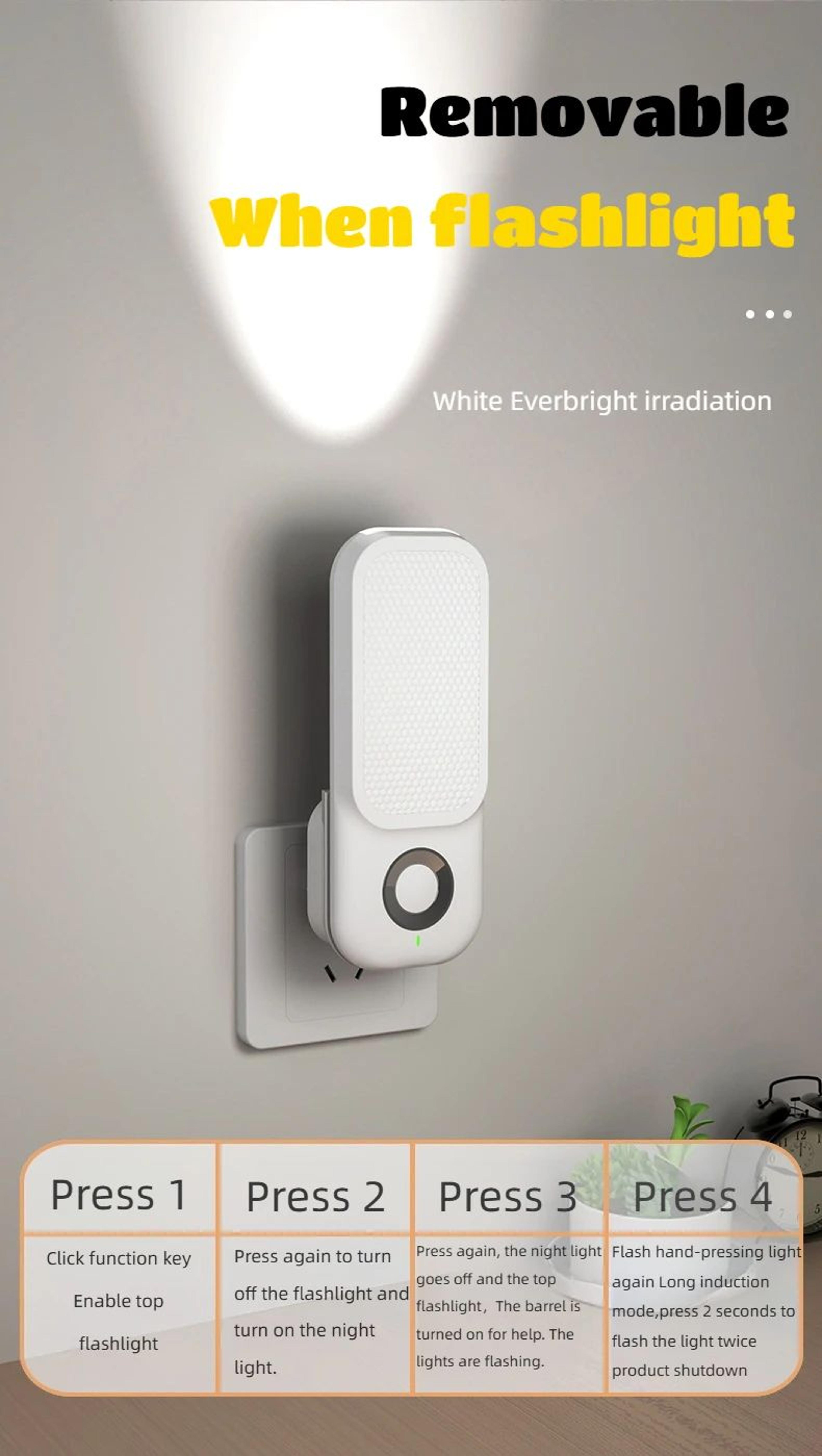 3Mode Motion Sensor LED Night Light With Wireless Charging 11