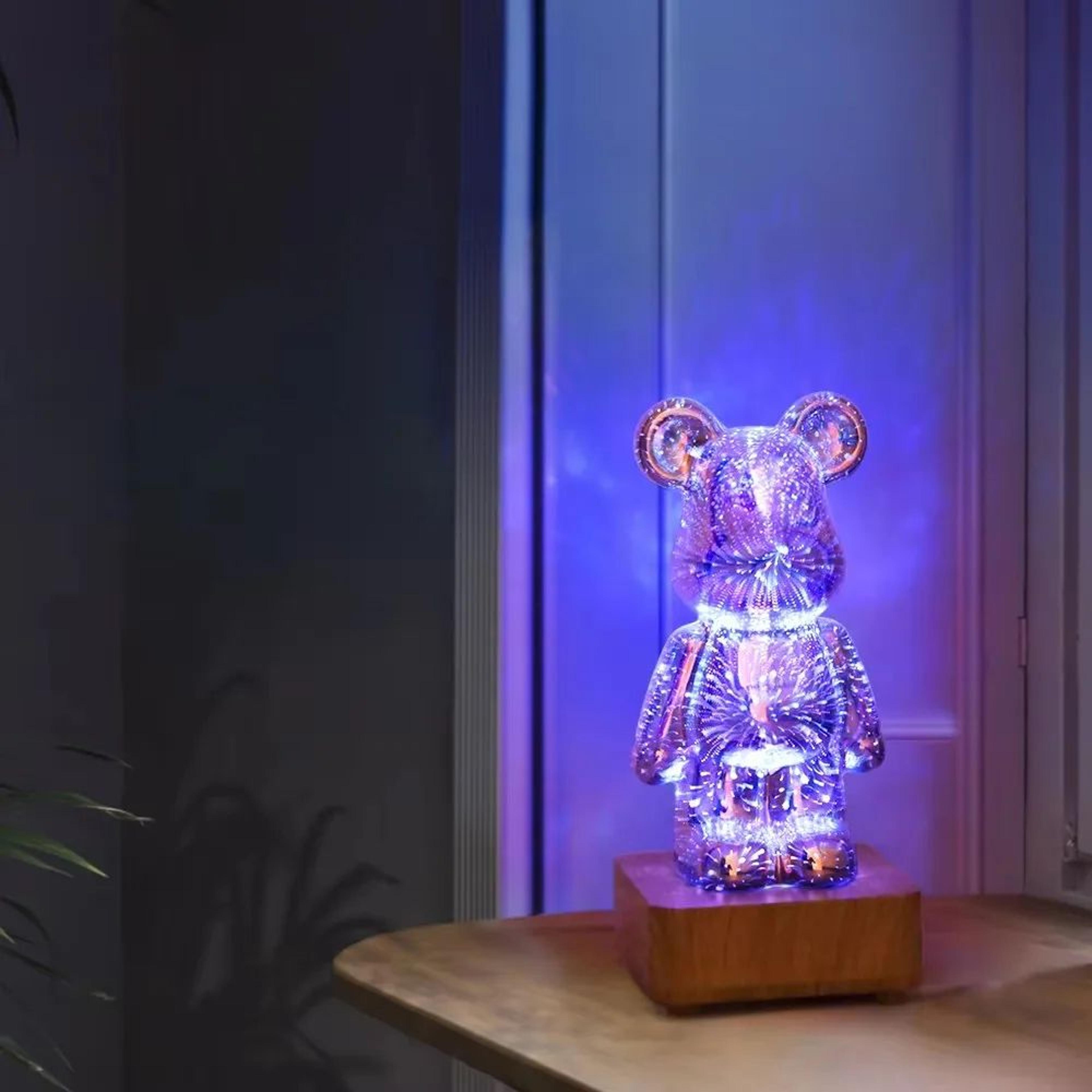 LED Fireworks 3D Bear Night Light USB Dimmable Lamp 4