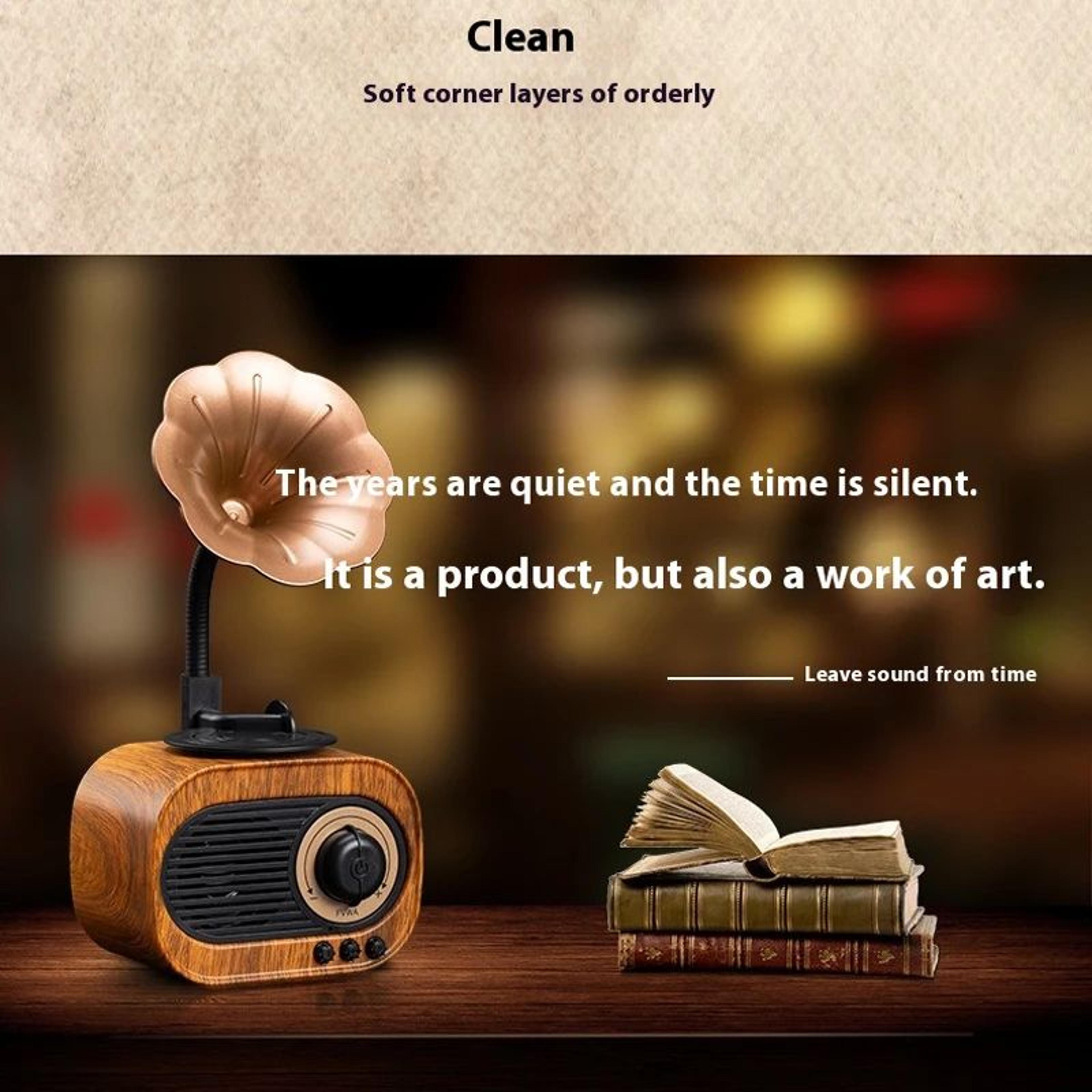 Retro Wooden Bluetooth Speaker With FM  TF Playback 4