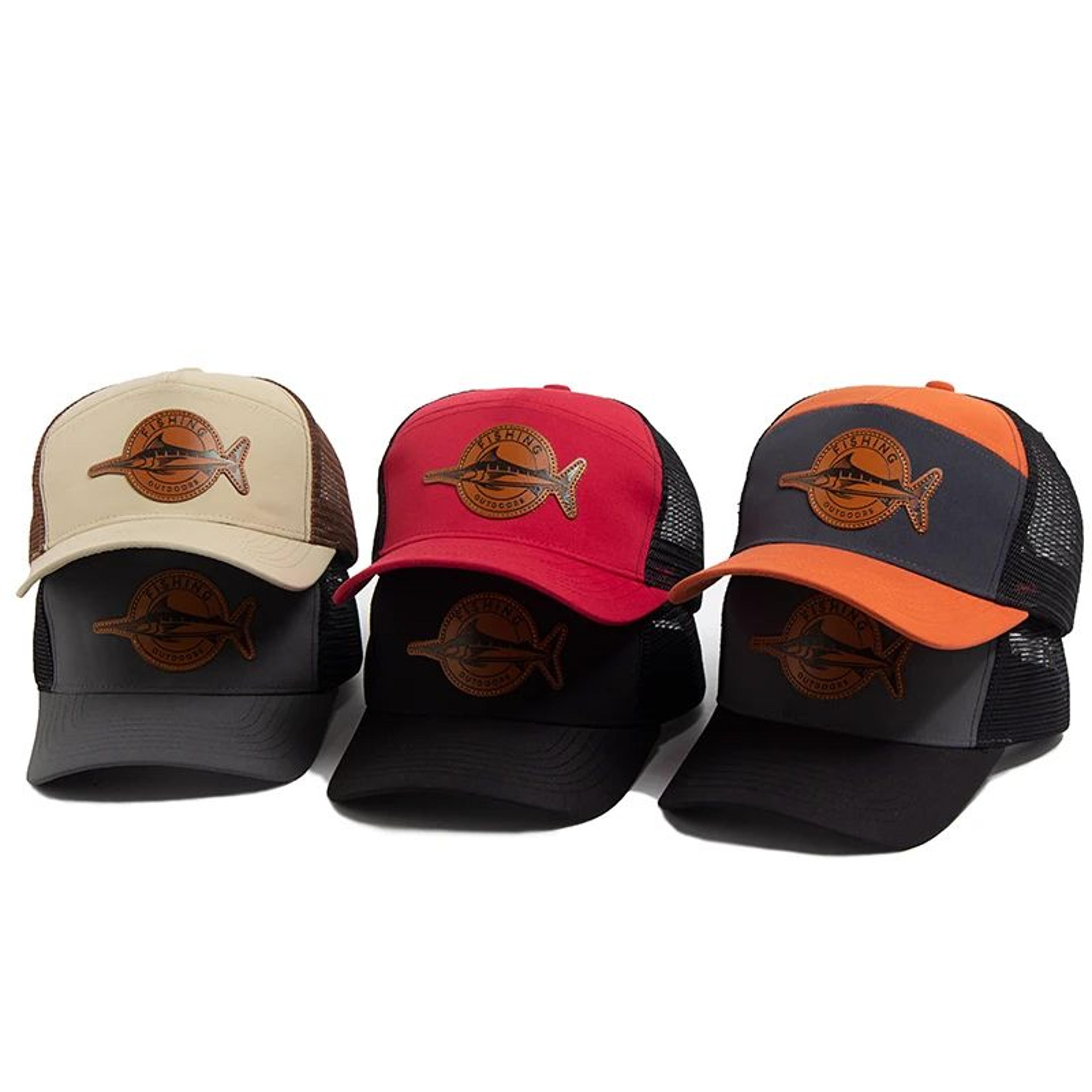 Shark Leather Label 7 Panel Mesh Trucker Cap 1