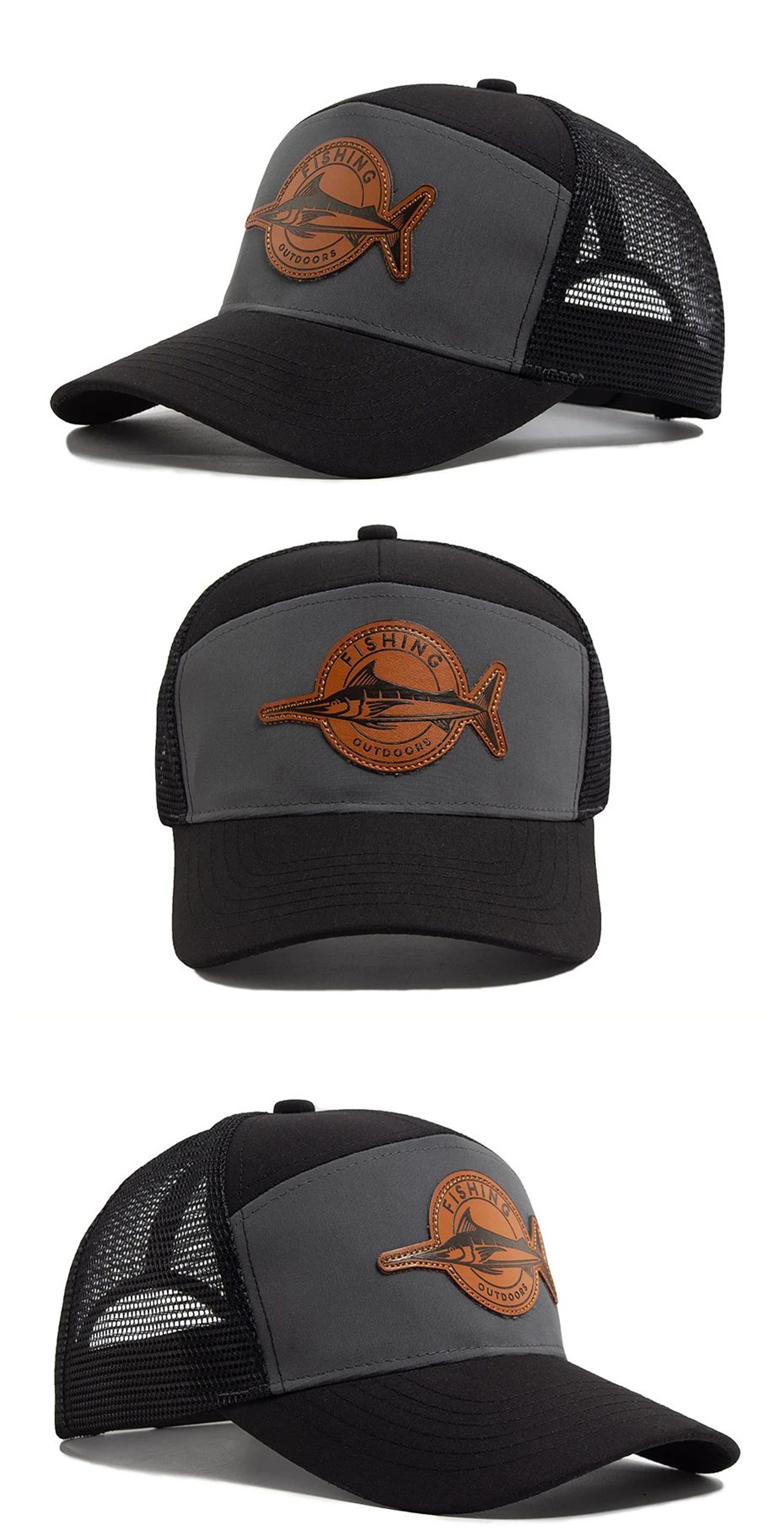 Shark Leather Label 7 Panel Mesh Trucker Cap 7