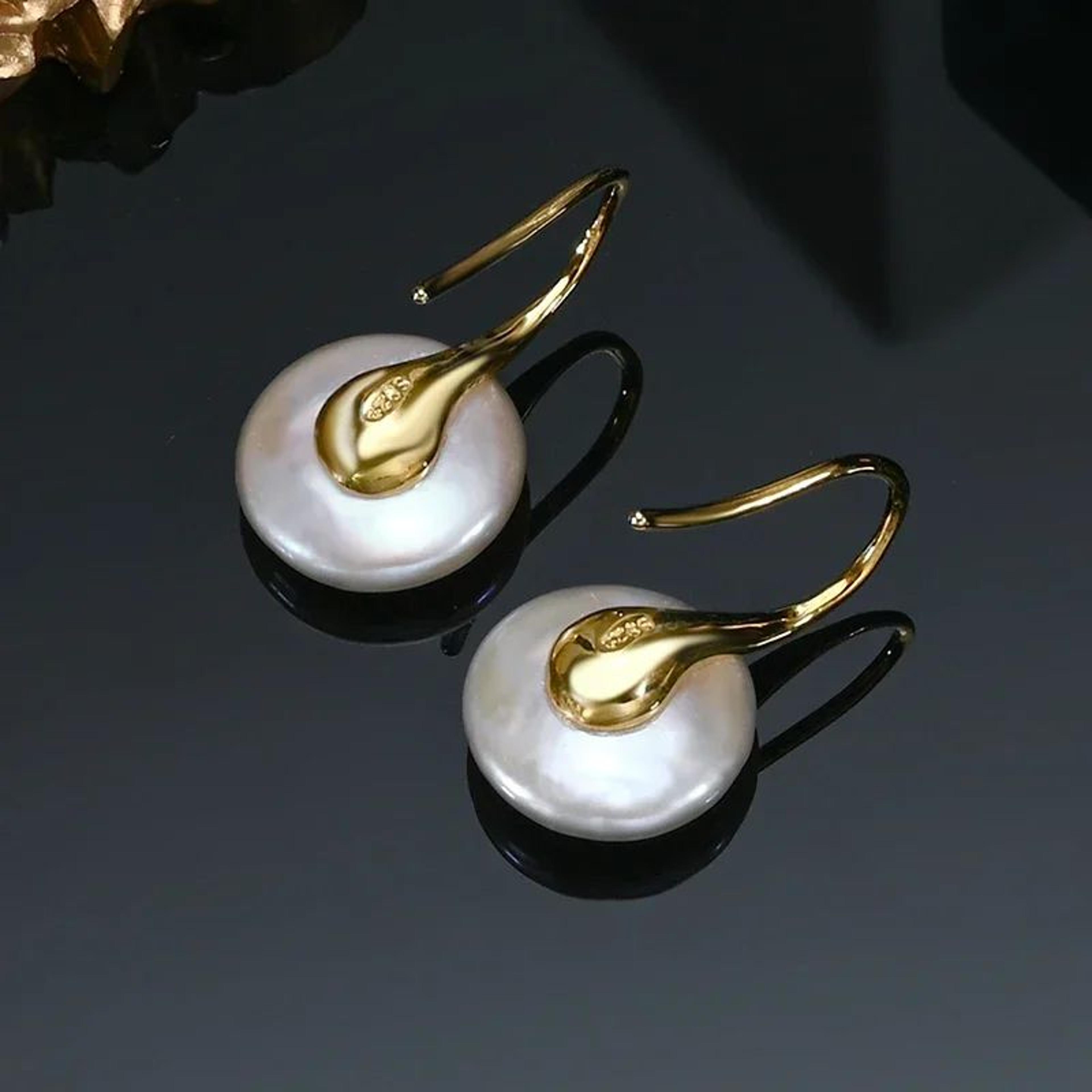 Natural Freshwater Baroque Pearl Earrings 925 Silver Hooks 3