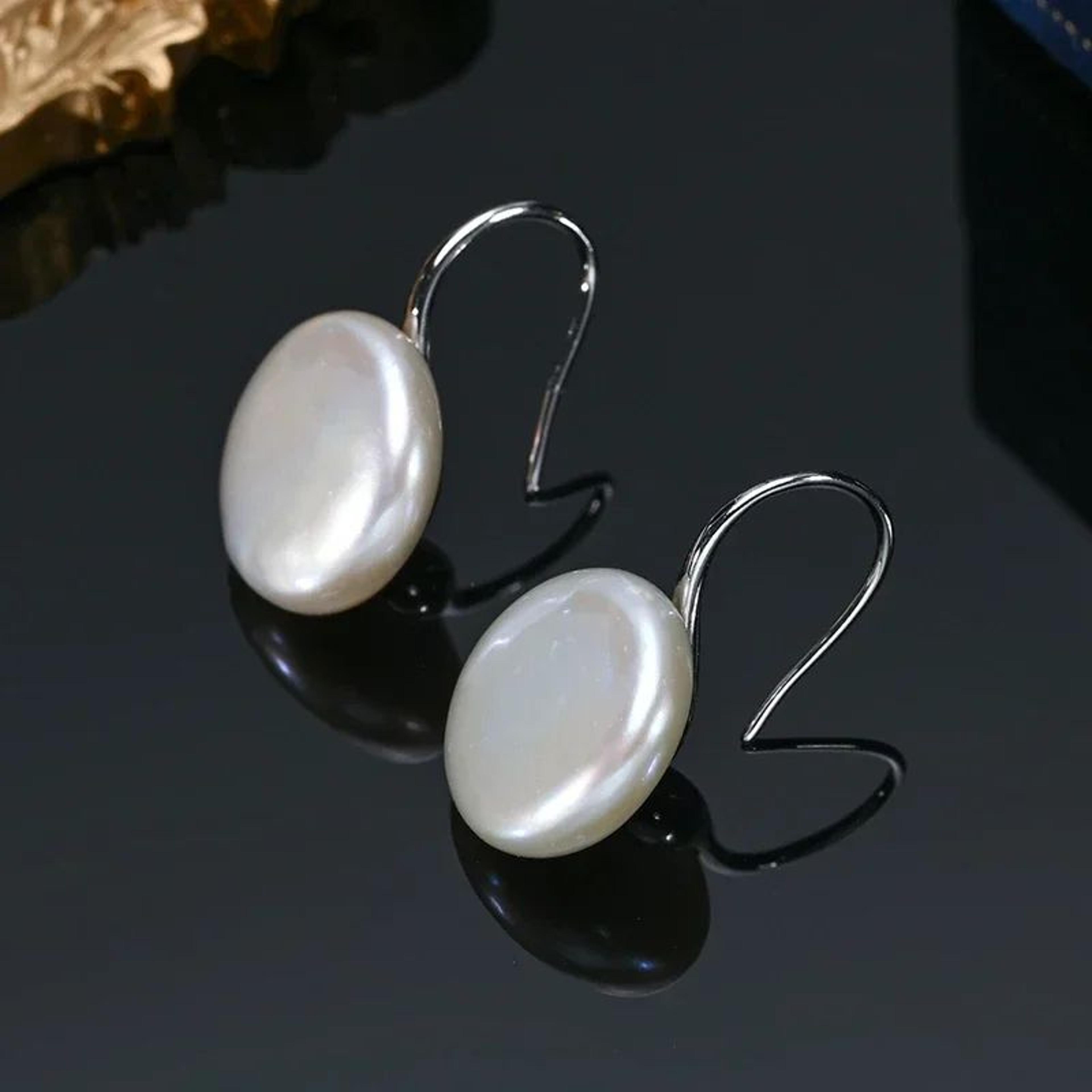 Natural Freshwater Baroque Pearl Earrings 925 Silver Hooks 5