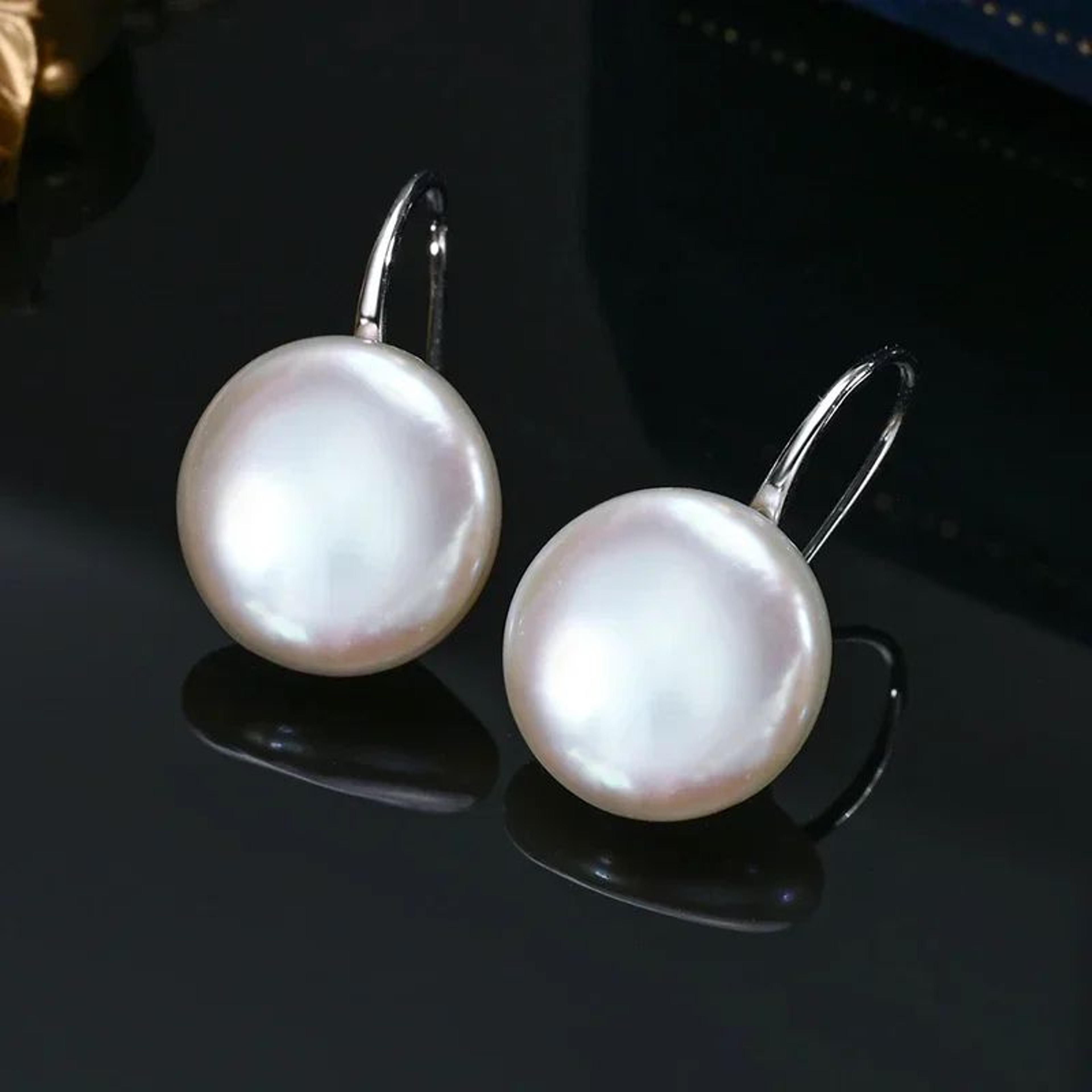 Natural Freshwater Baroque Pearl Earrings 925 Silver Hooks 7