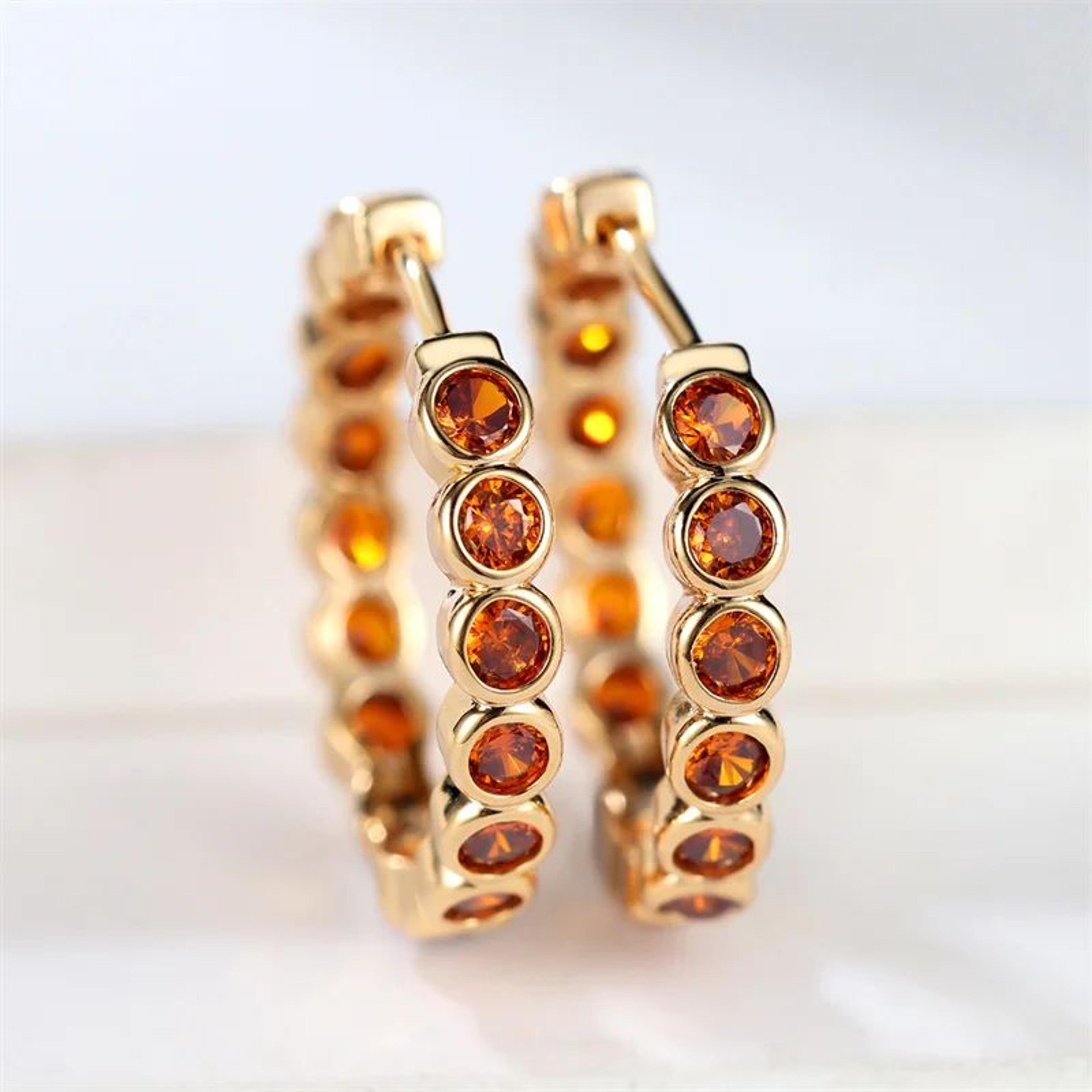 Black Round Hoop Earrings With Zircon Gold Color 8