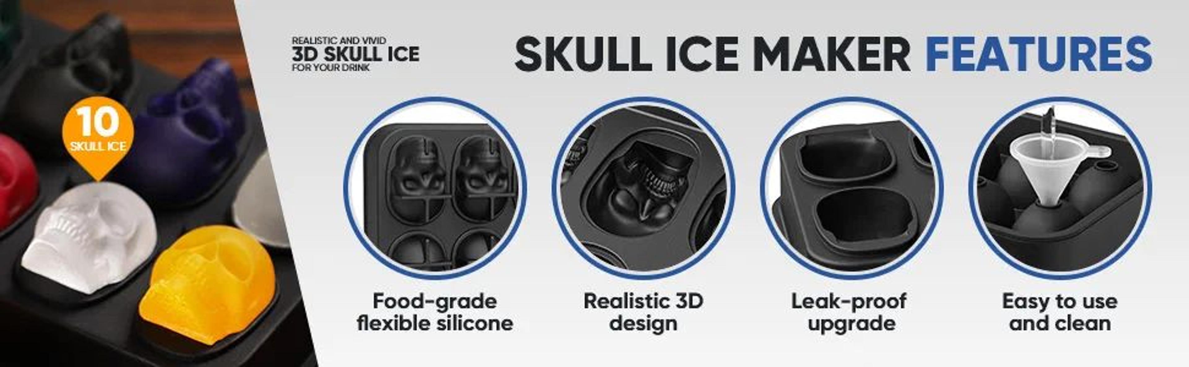 Skull Ice Cube Tray Silicone Mold With Funnel 7