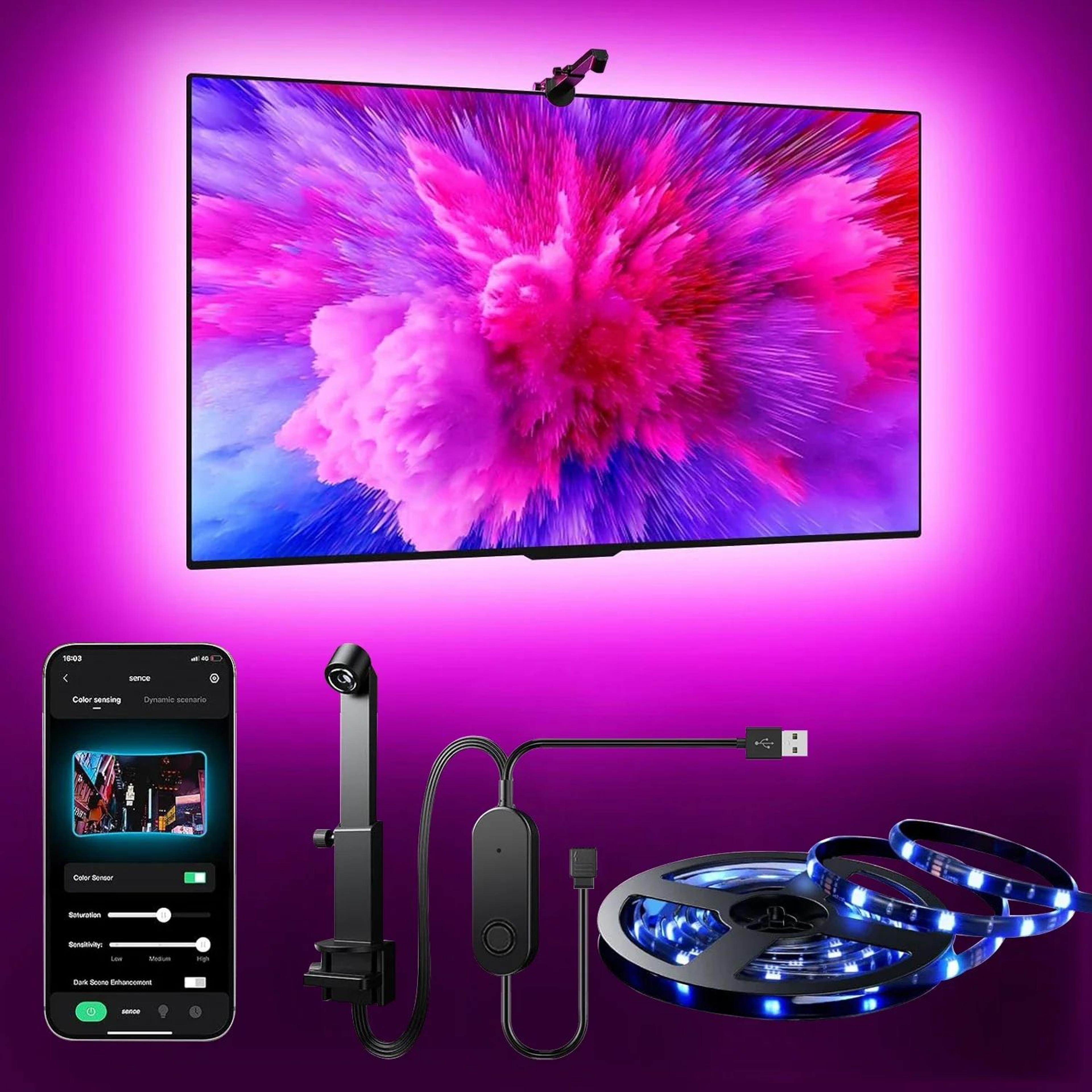 RGBIC LED Backlight Strip For PC And TV With App Control 6