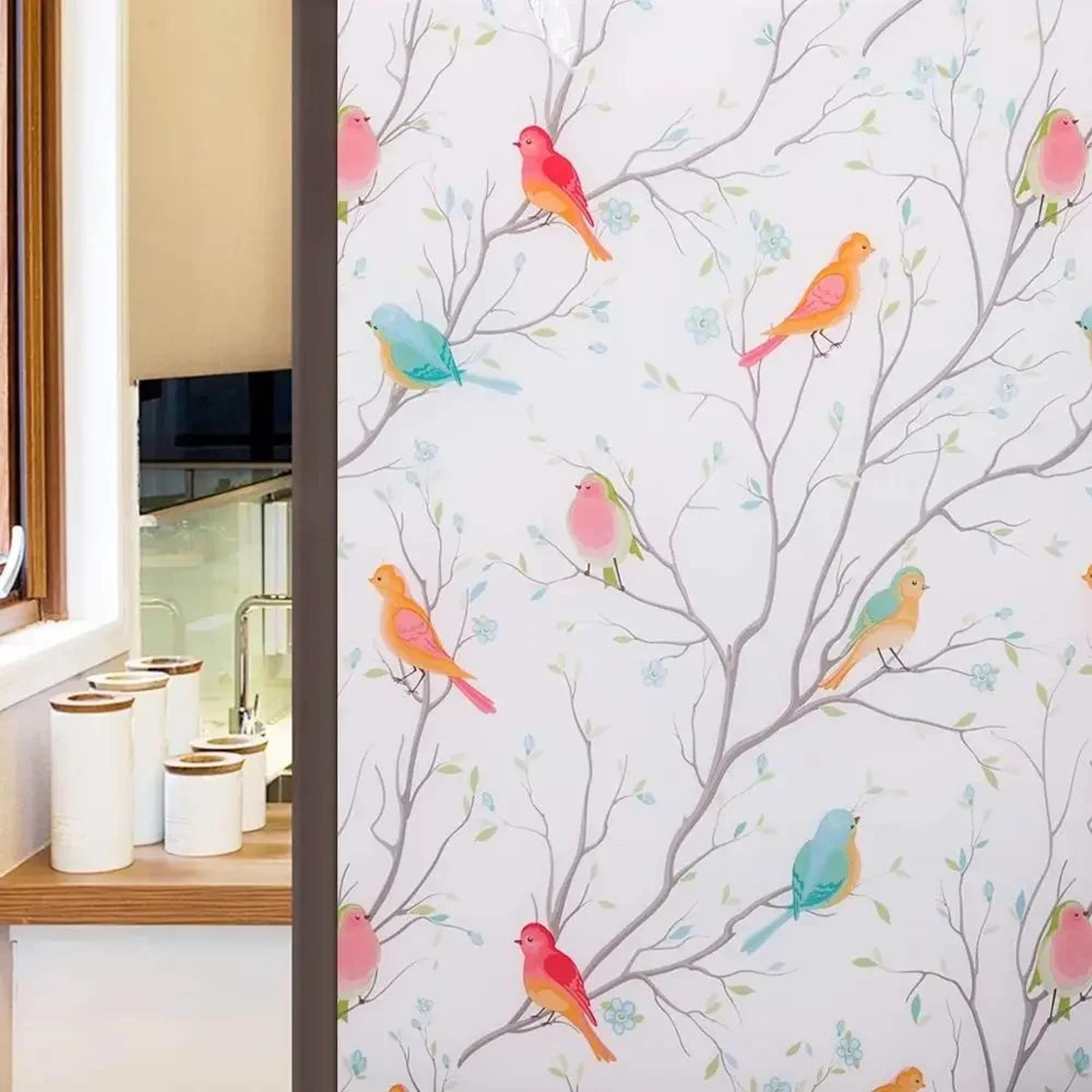 Frosted Privacy Window Film With Bird Decorative Decals 18