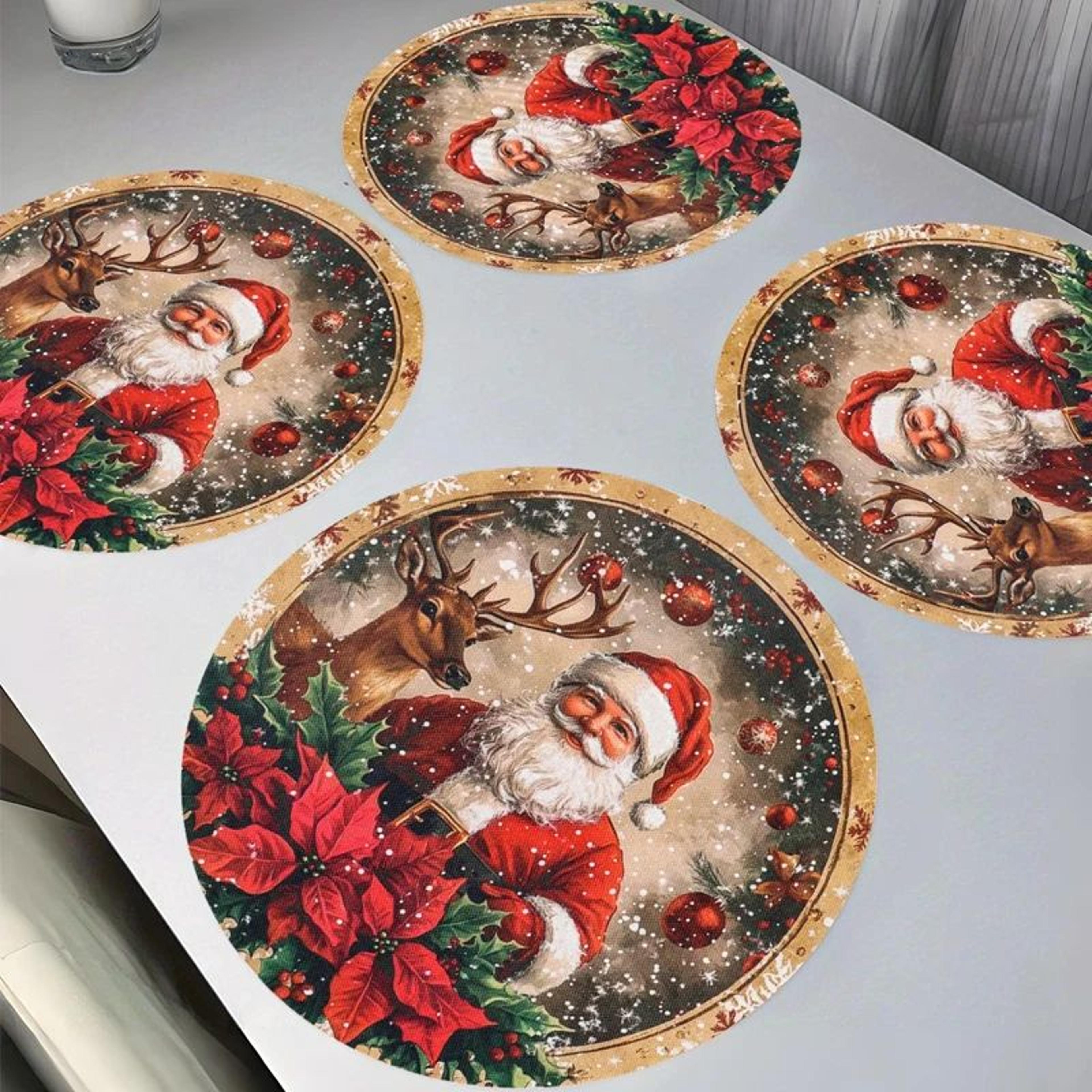 Christmas Santa Snowman Linen Placemat Table Mat 3