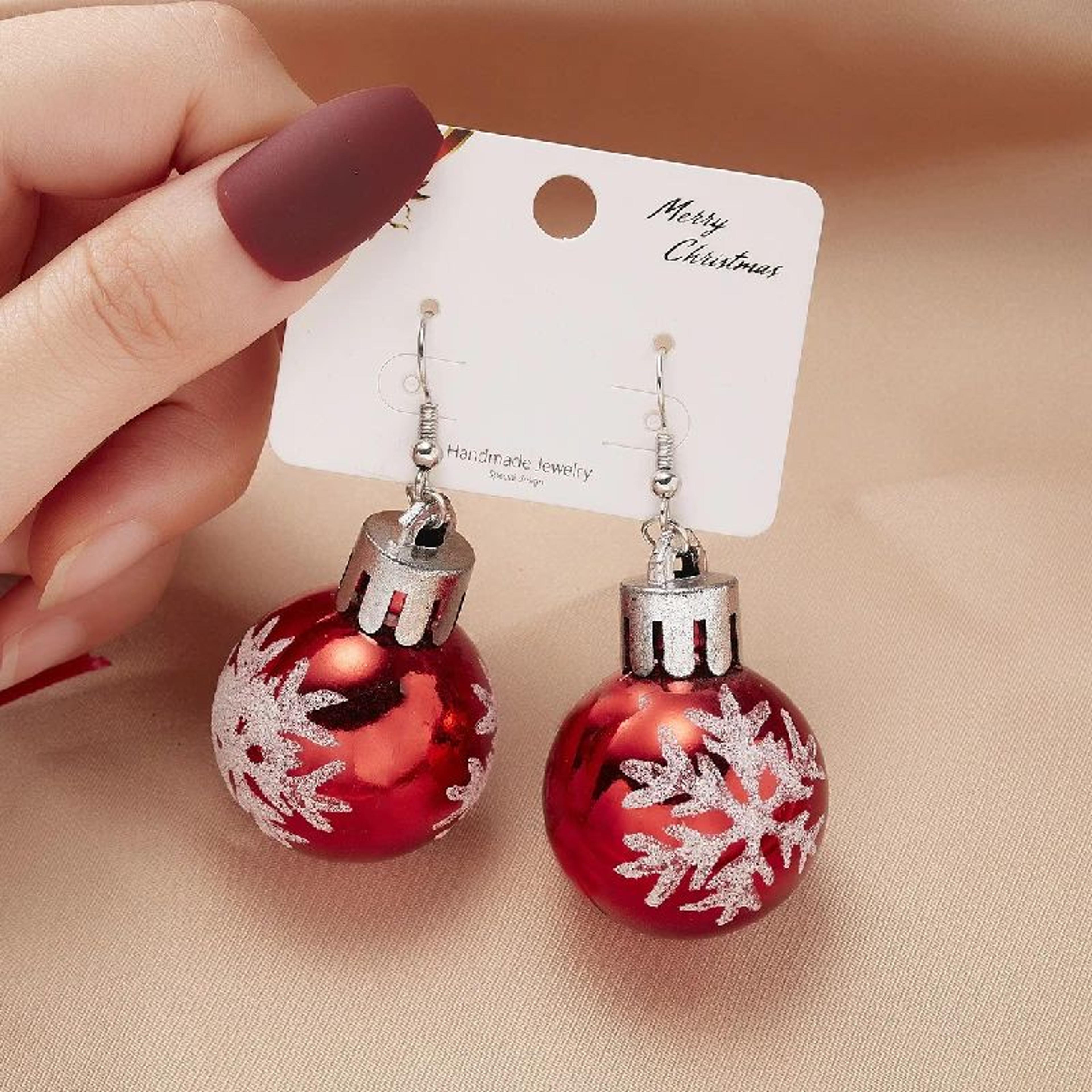 christmas snowflake star ball bulb dangle earrings