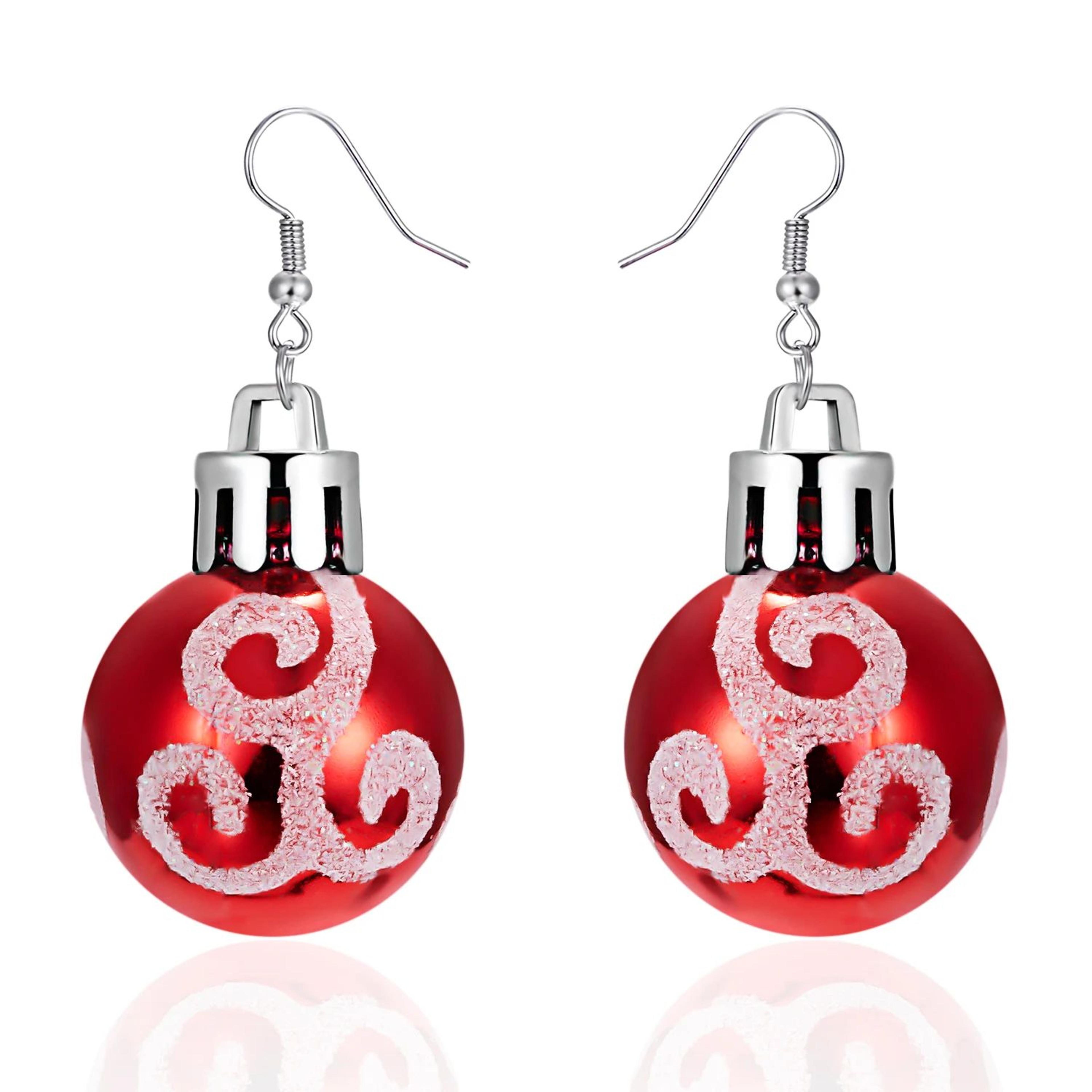 Christmas Snowflake Star Ball Bulb Dangle Earrings 7