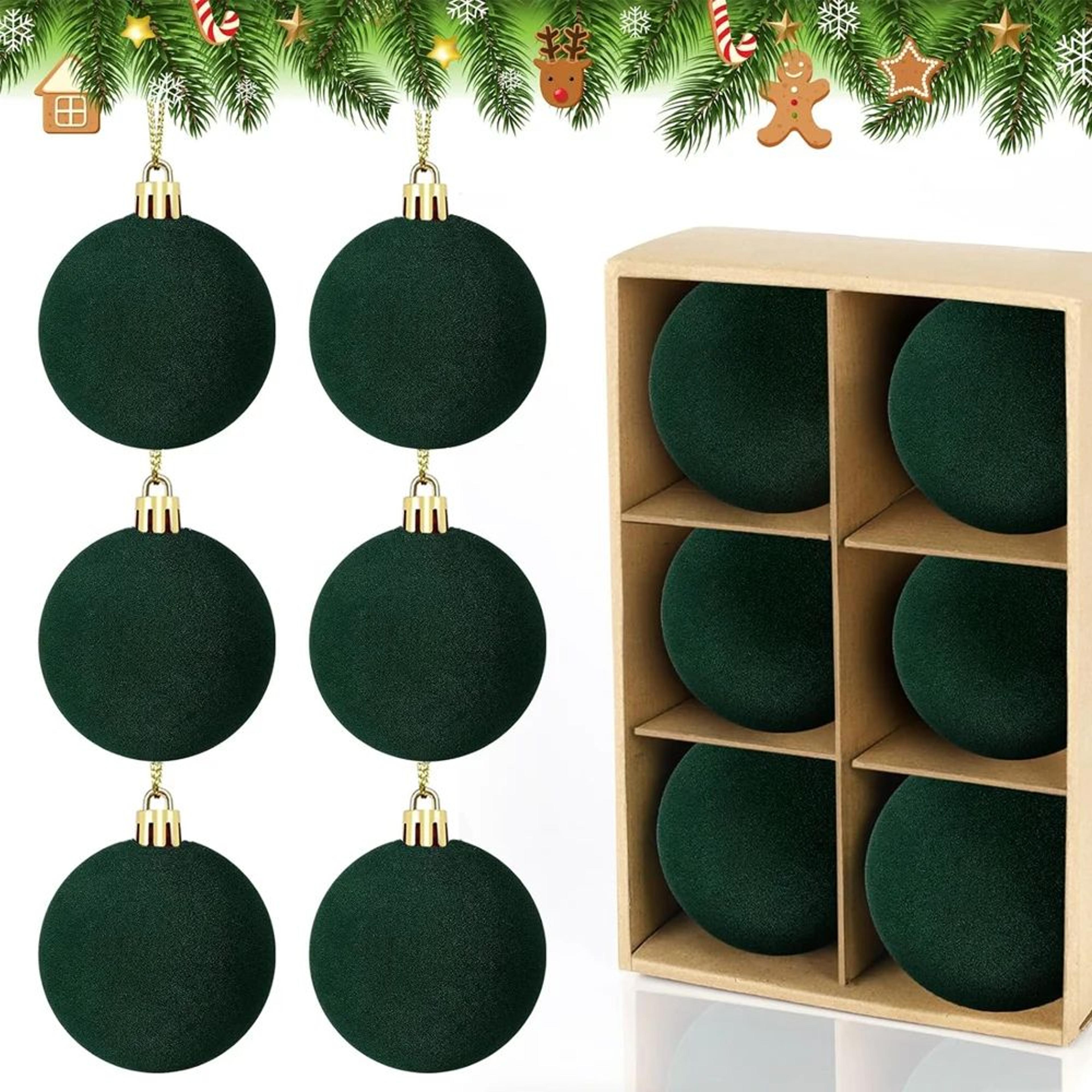 Velvet Flocked Christmas Ball Ornaments Set 0