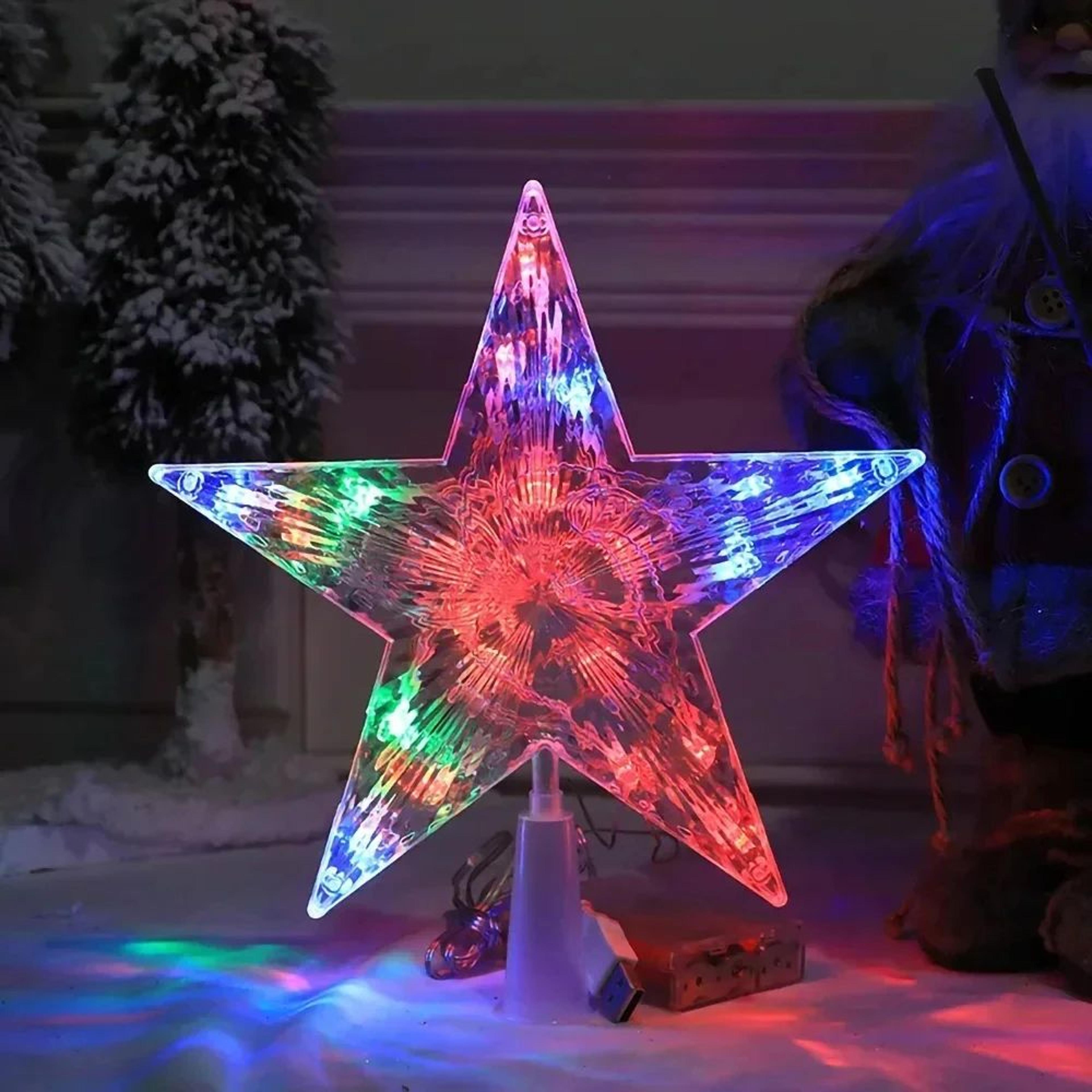 Glowing Glitter Star Christmas Tree Topper Ornament 1