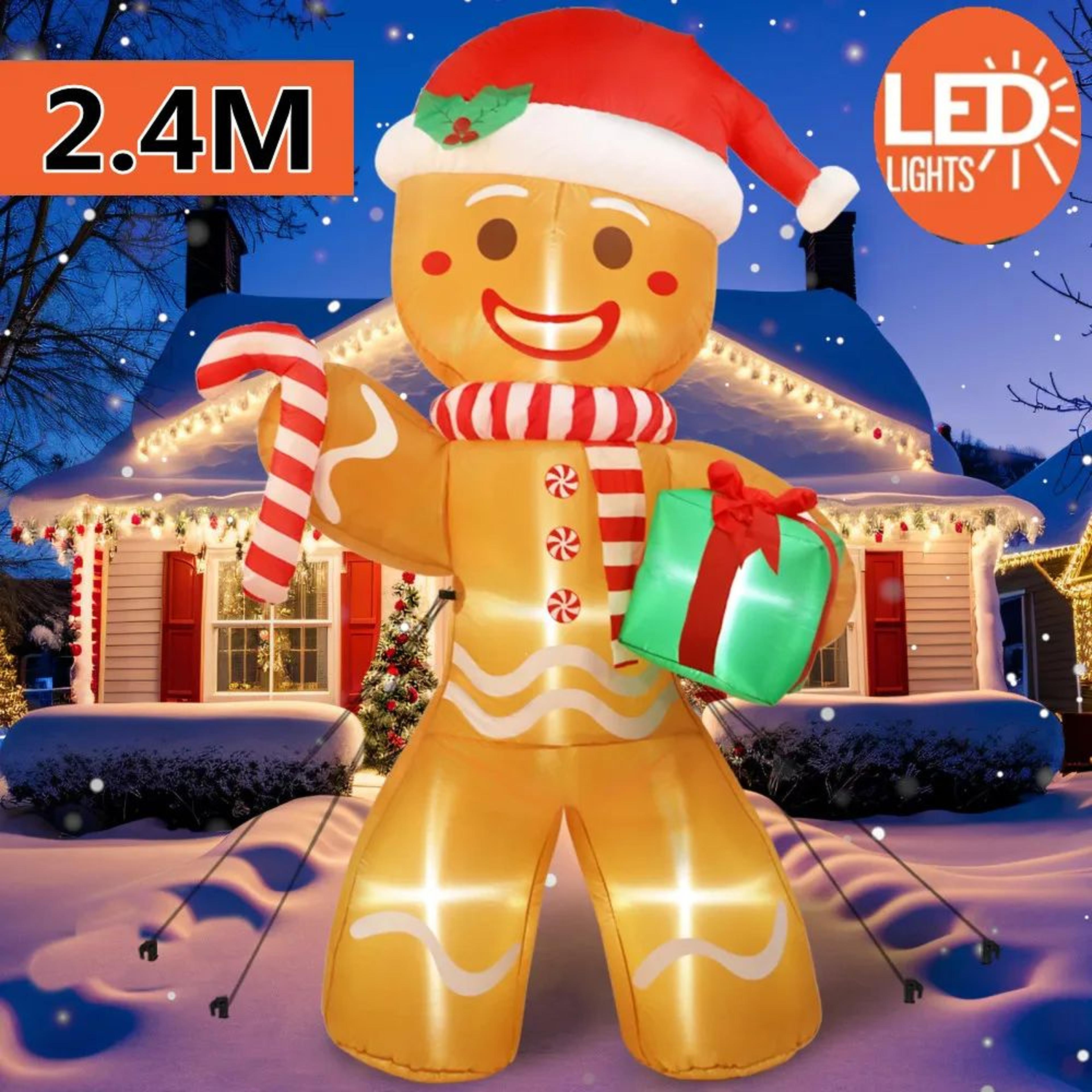 8FT Inflatable Gingerbread Man Christmas Yard Decoration With LED Lights 0
