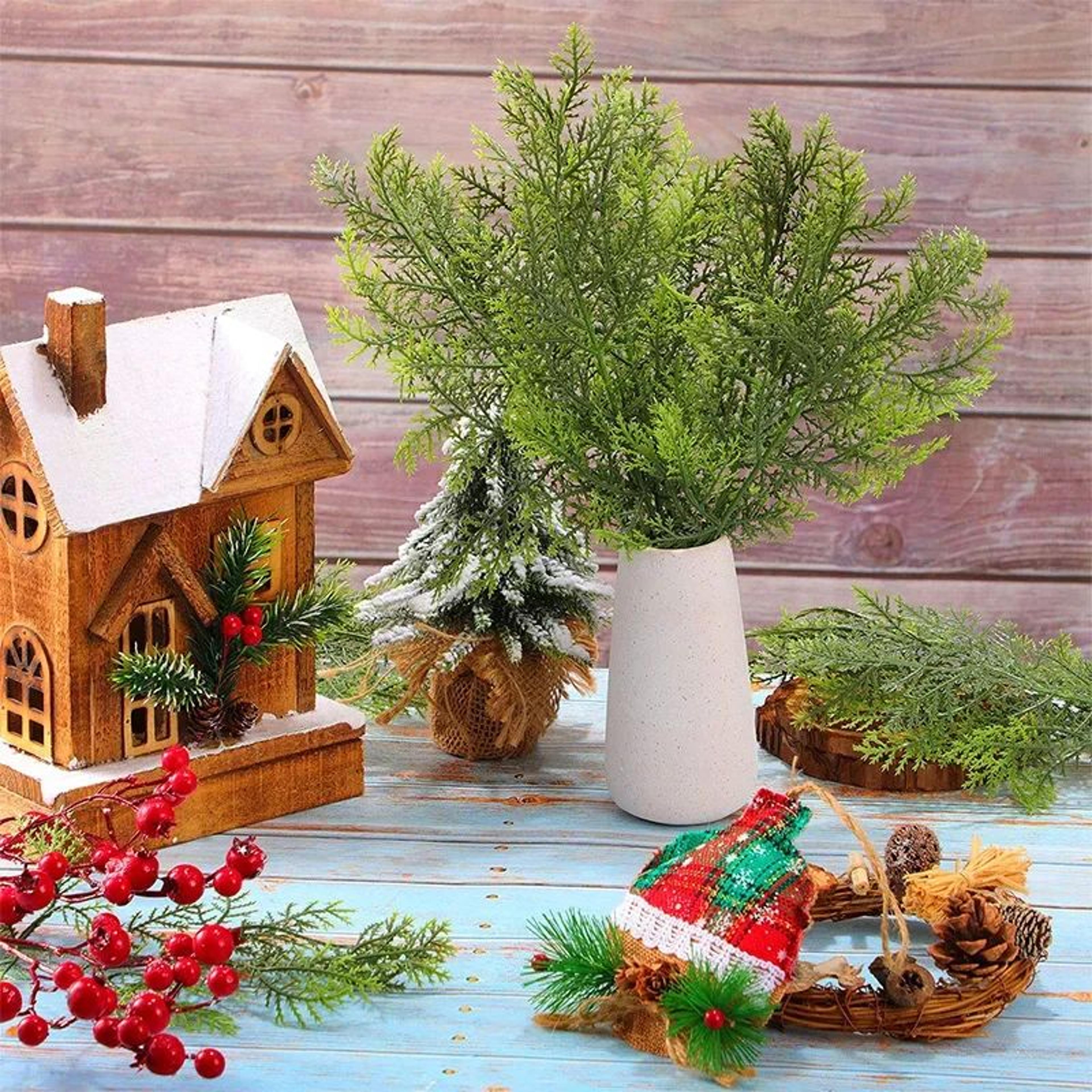Frosted Red Berry Stems Christmas Tree Decoration 9