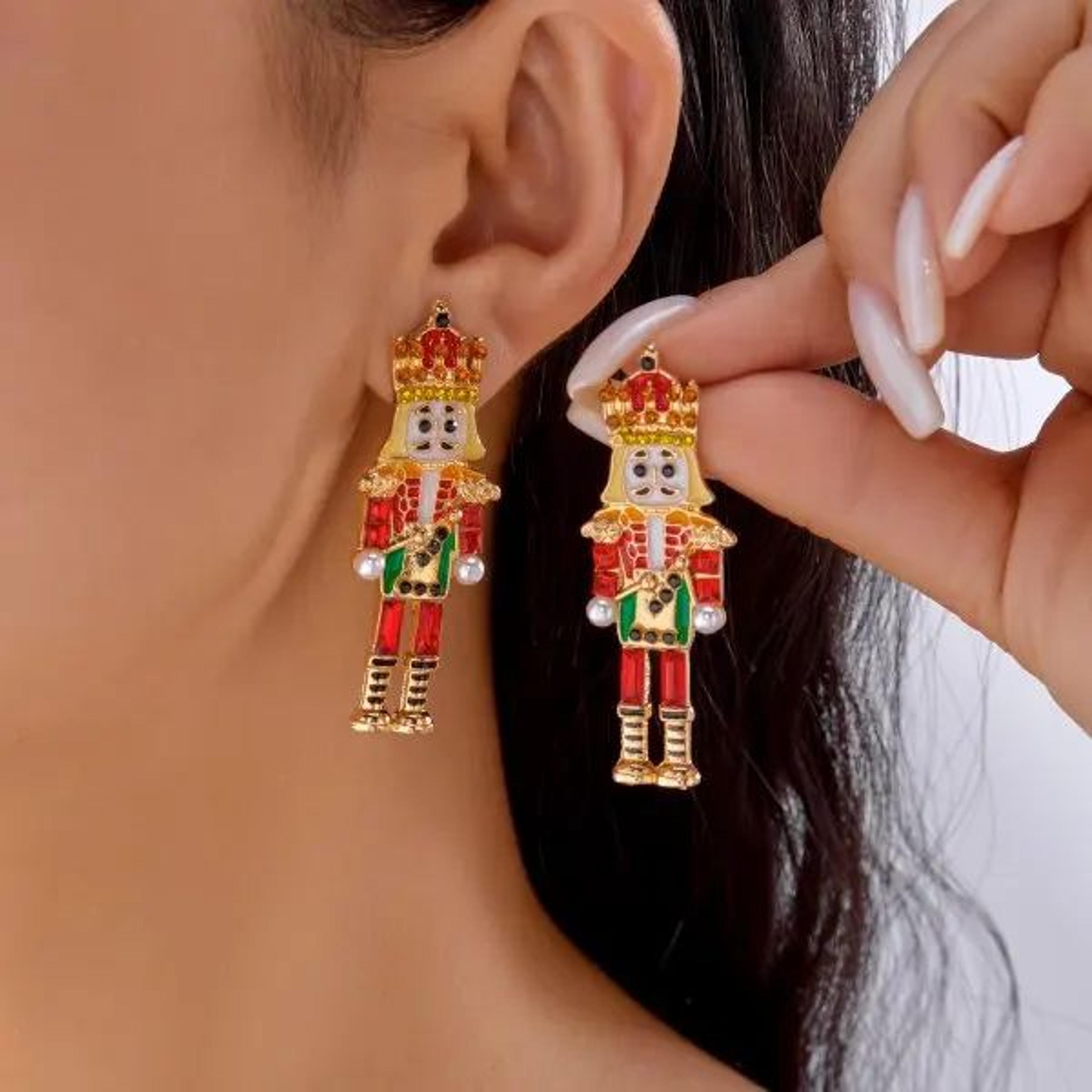 Rhinestone Christmas Light Bulb Drop Earrings 20
