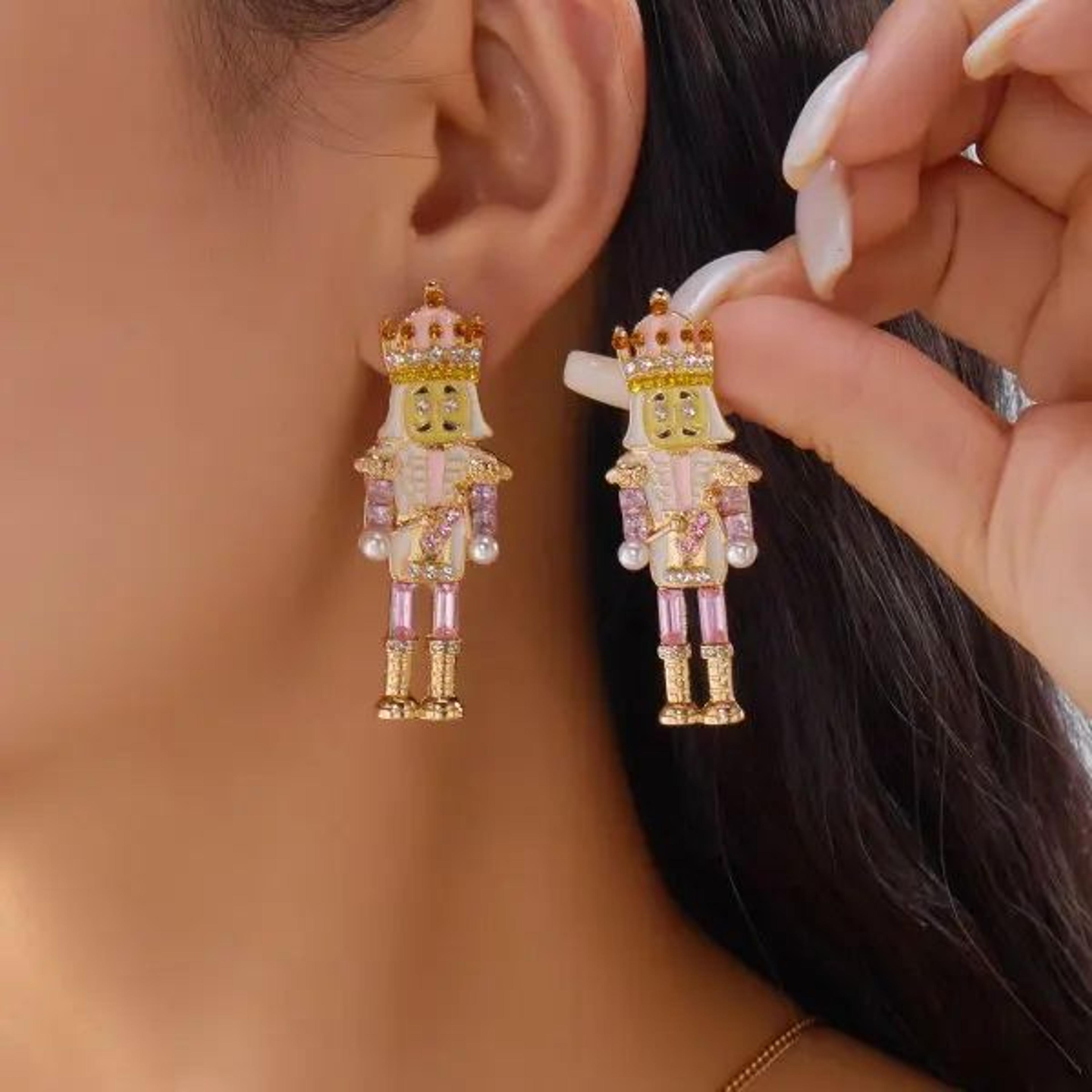 Rhinestone Christmas Light Bulb Drop Earrings 21