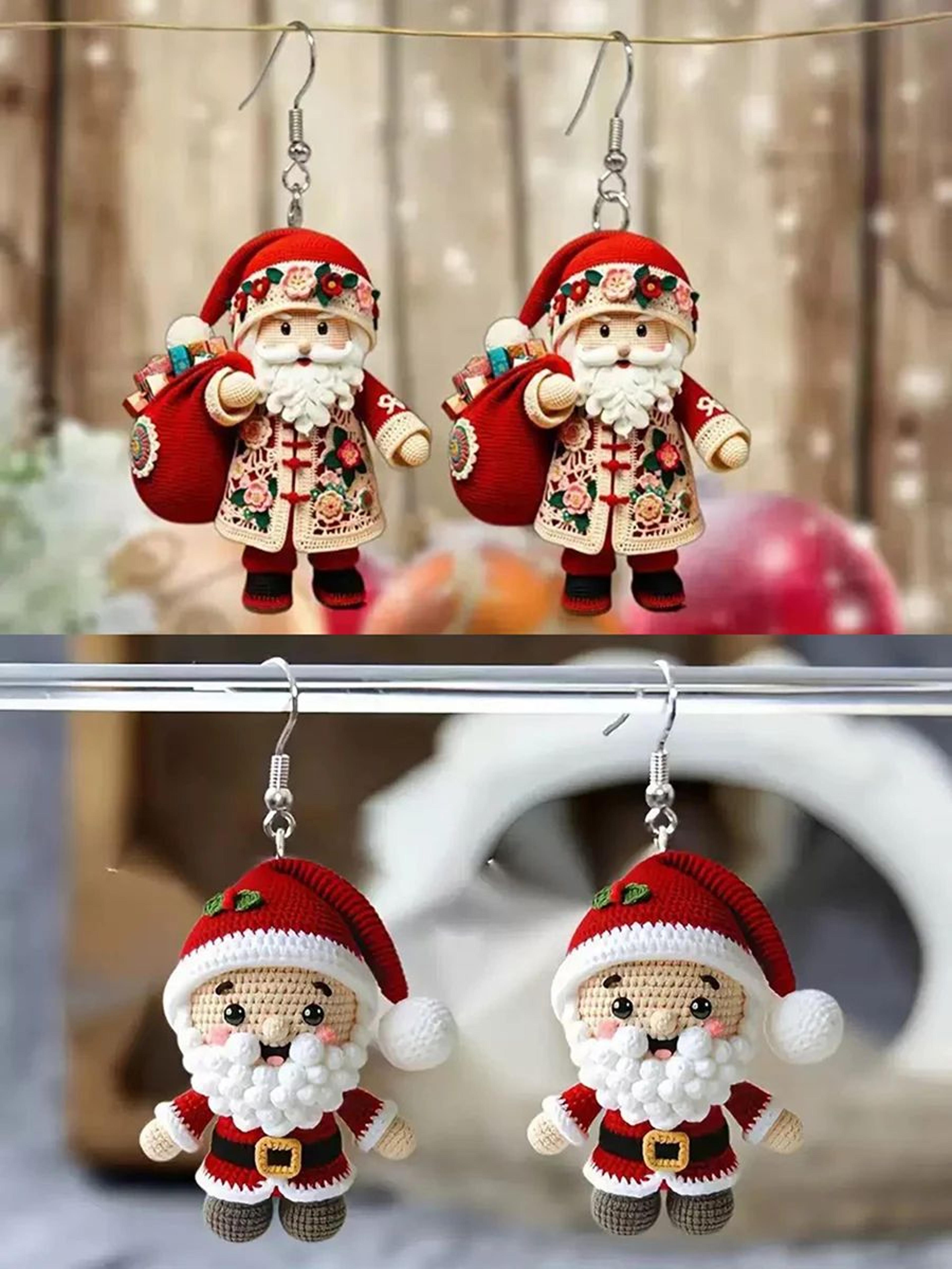 Acrylic Santa Claus Double Sided Drop Earrings 7