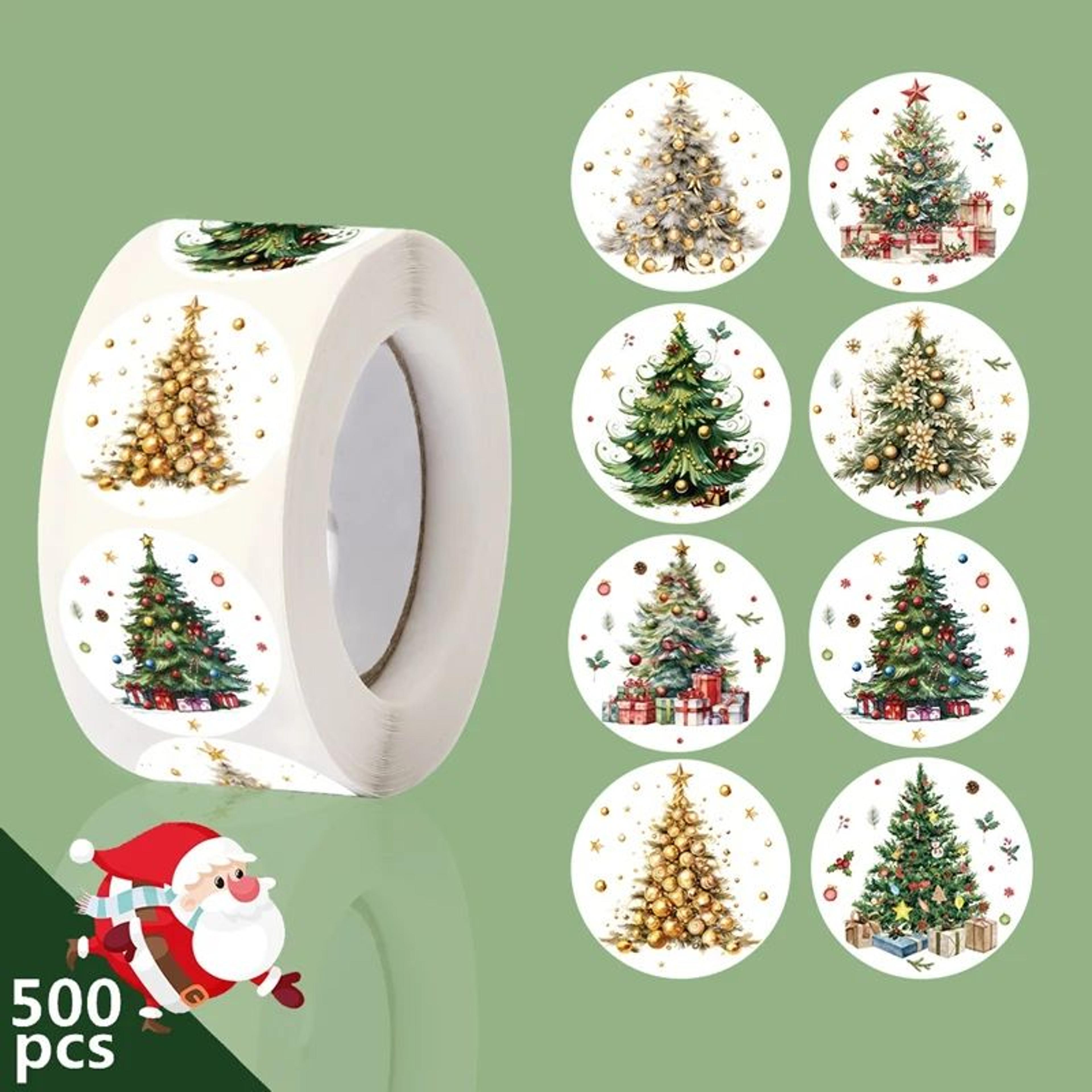 Merry Christmas Tree Sticker Roll 500pcs 1