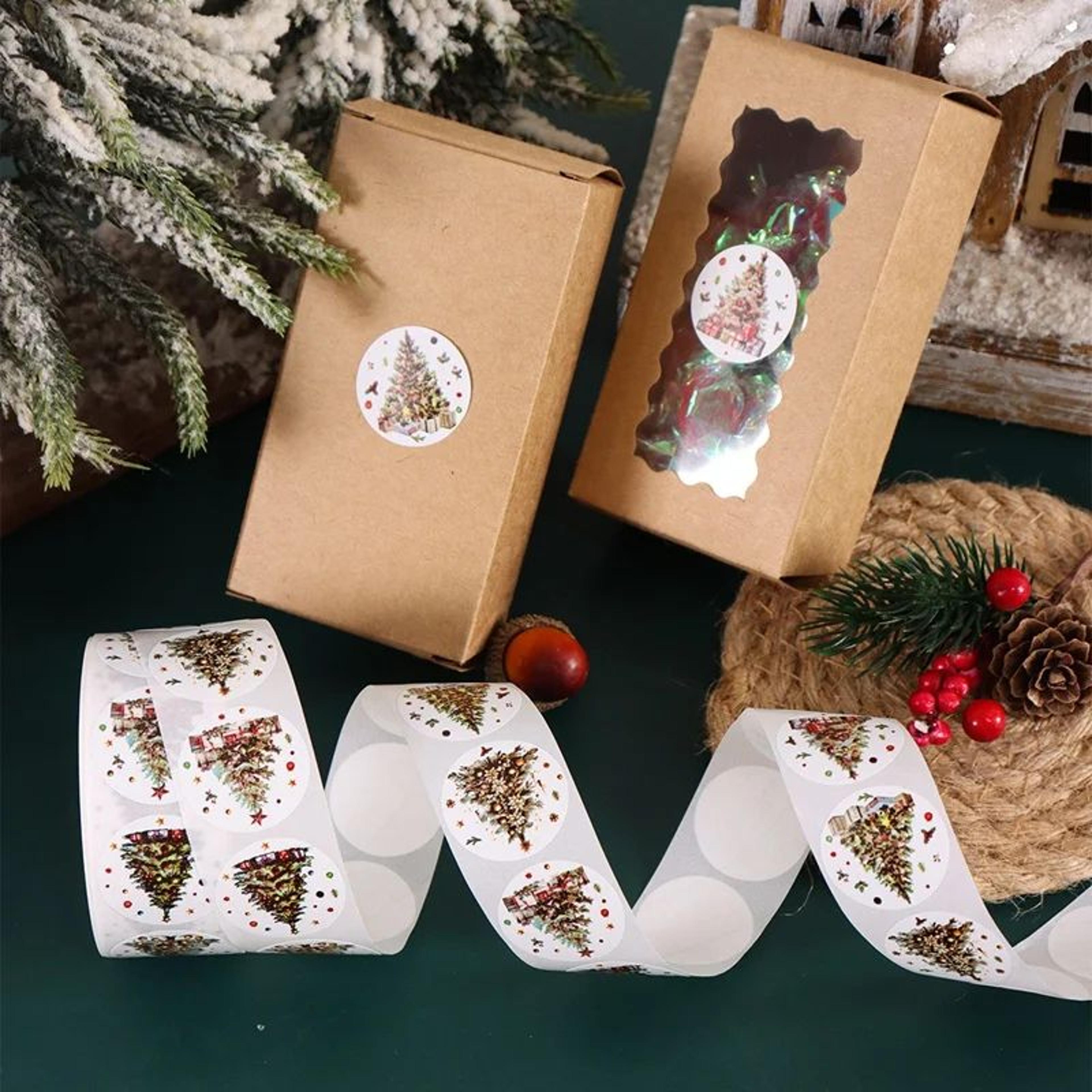 Merry Christmas Tree Sticker Roll 500pcs 7