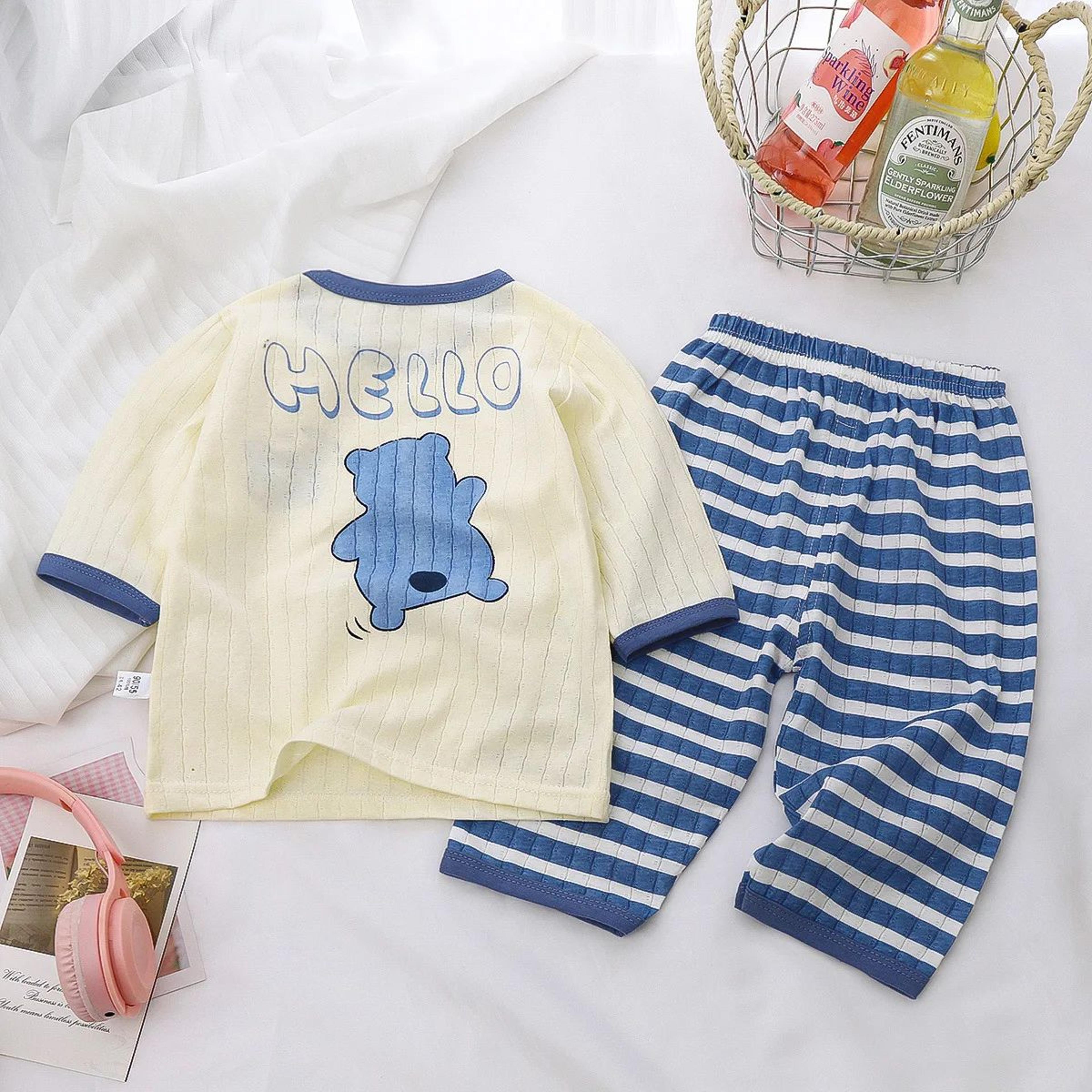 Baby Cotton Cartoon Pajama Set Long Sleeve Toddler Nightwear 7