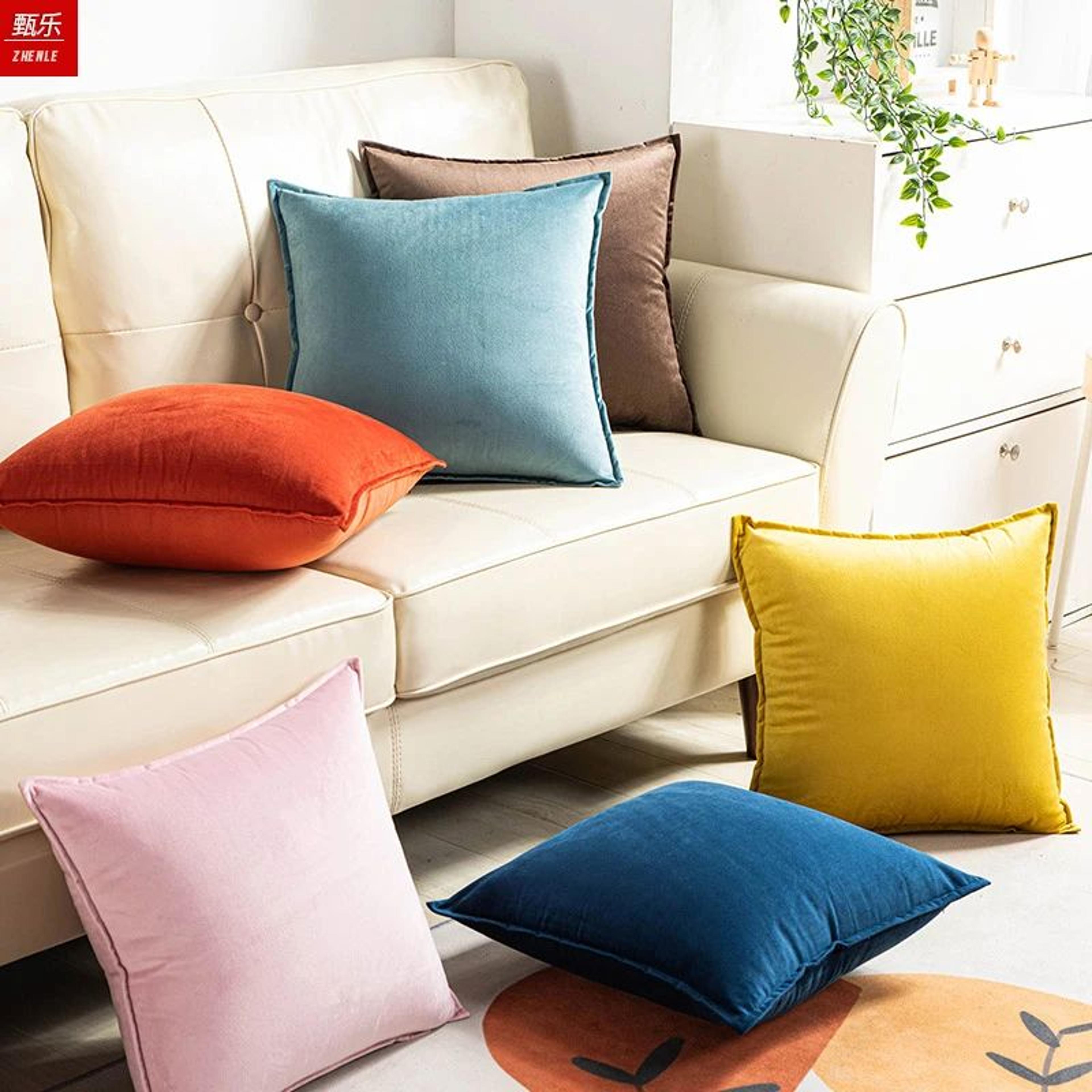 Super Soft Velvet Cushion Cover Solid Color Decorative Pillow Cover 3