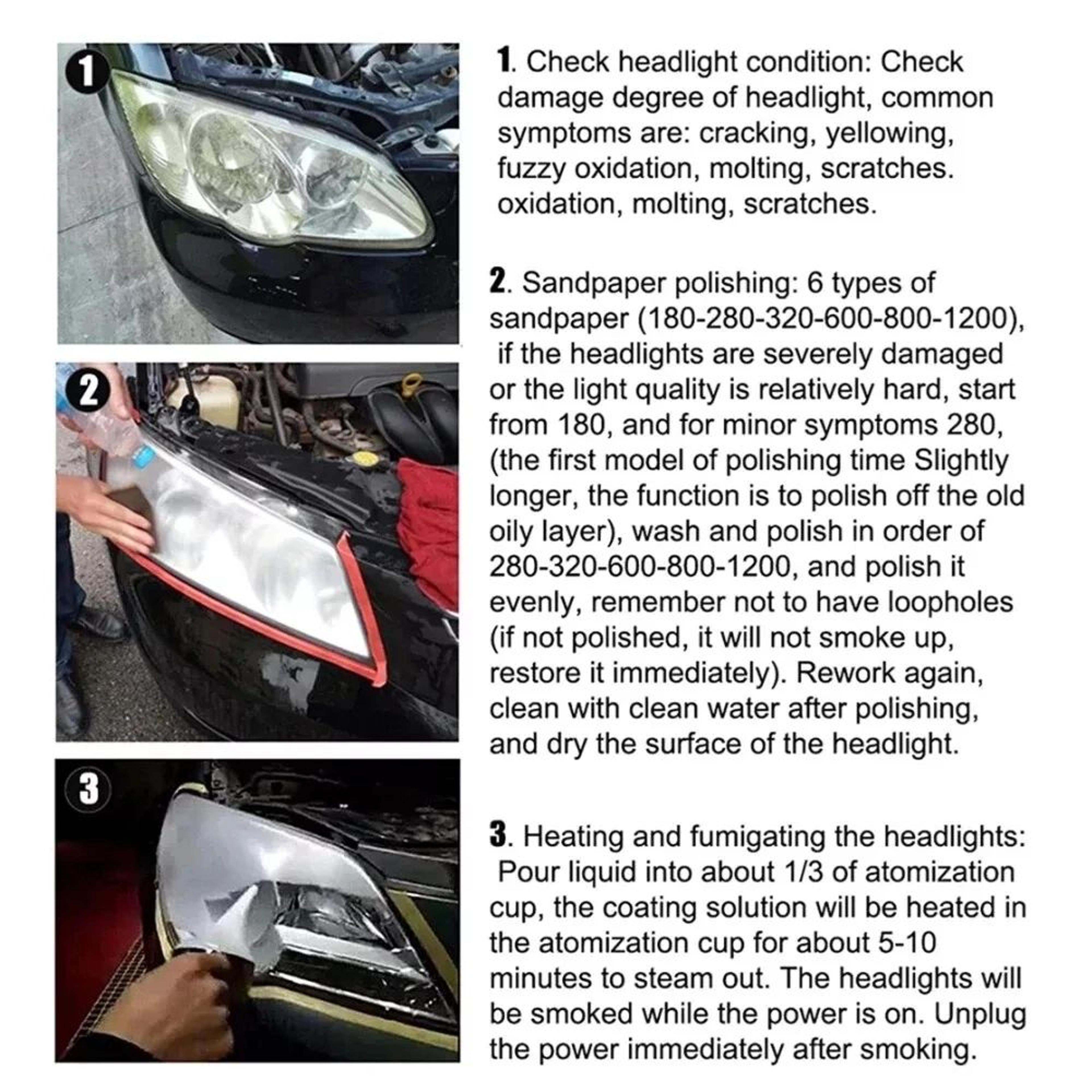 Car Headlight Restoration Kit With Heating Cup Headlamp Polish Tool 5