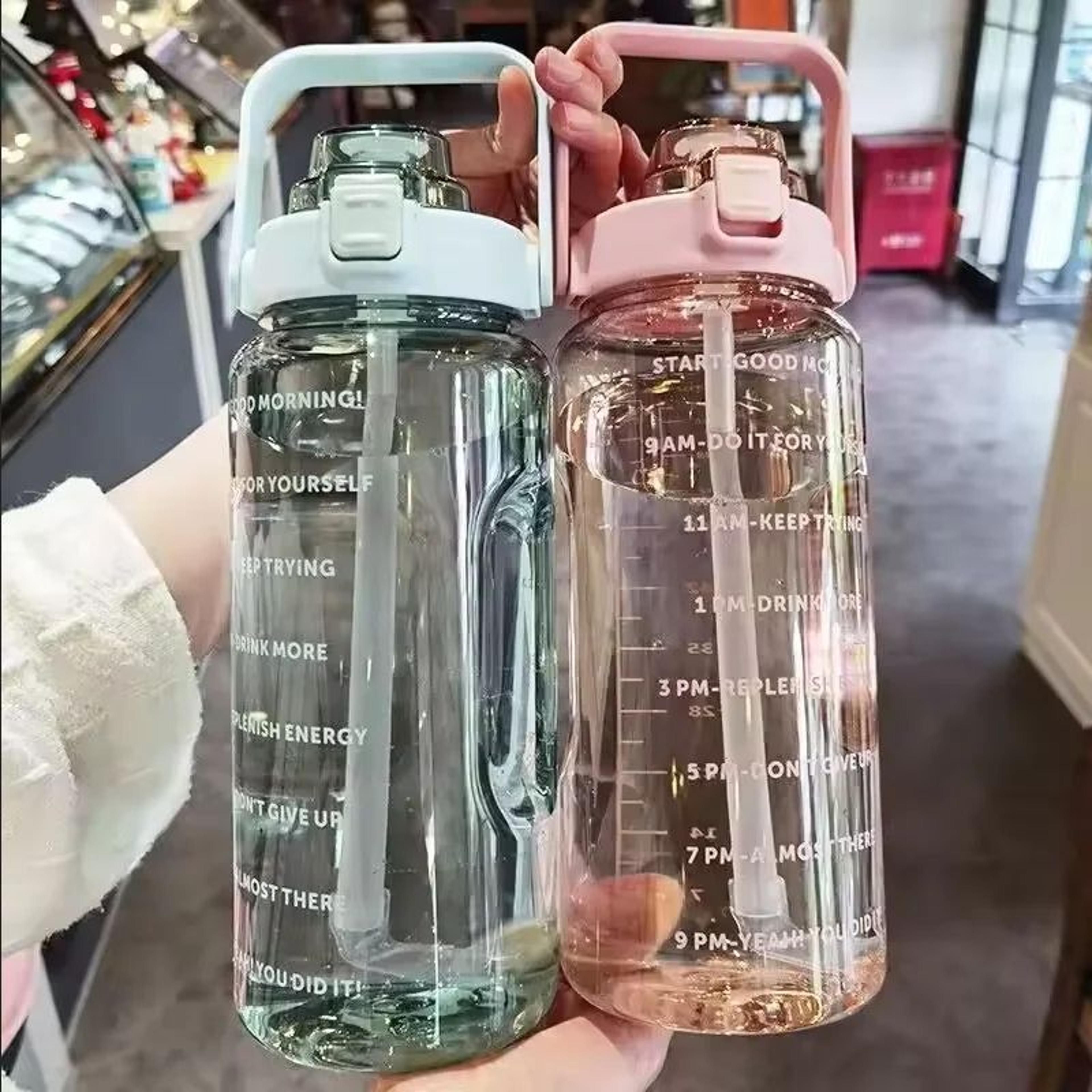 2 liter large straw water bottle portable sports fitness travel cup