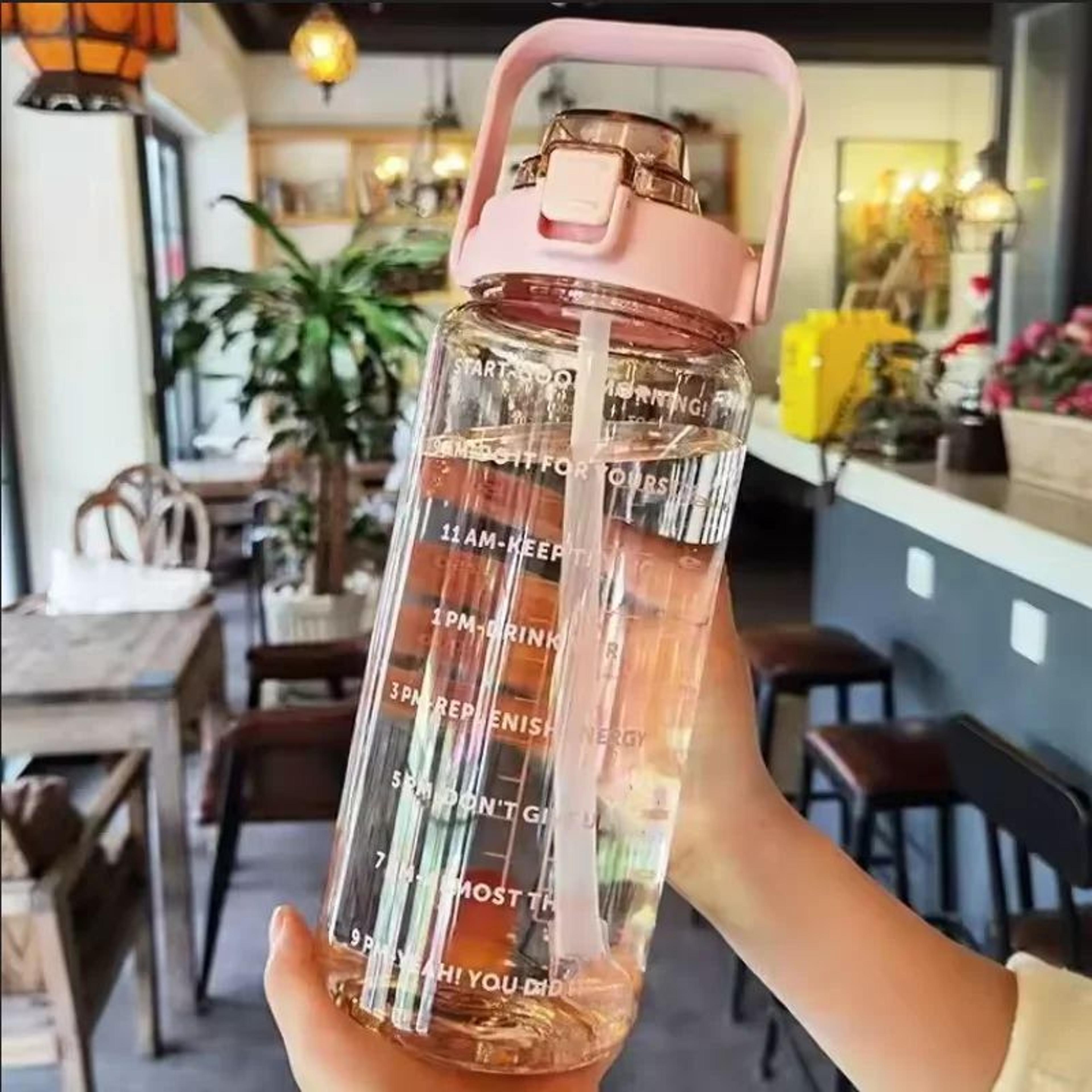 2 Liter Large Straw Water Bottle Portable Sports Fitness Travel Cup 4