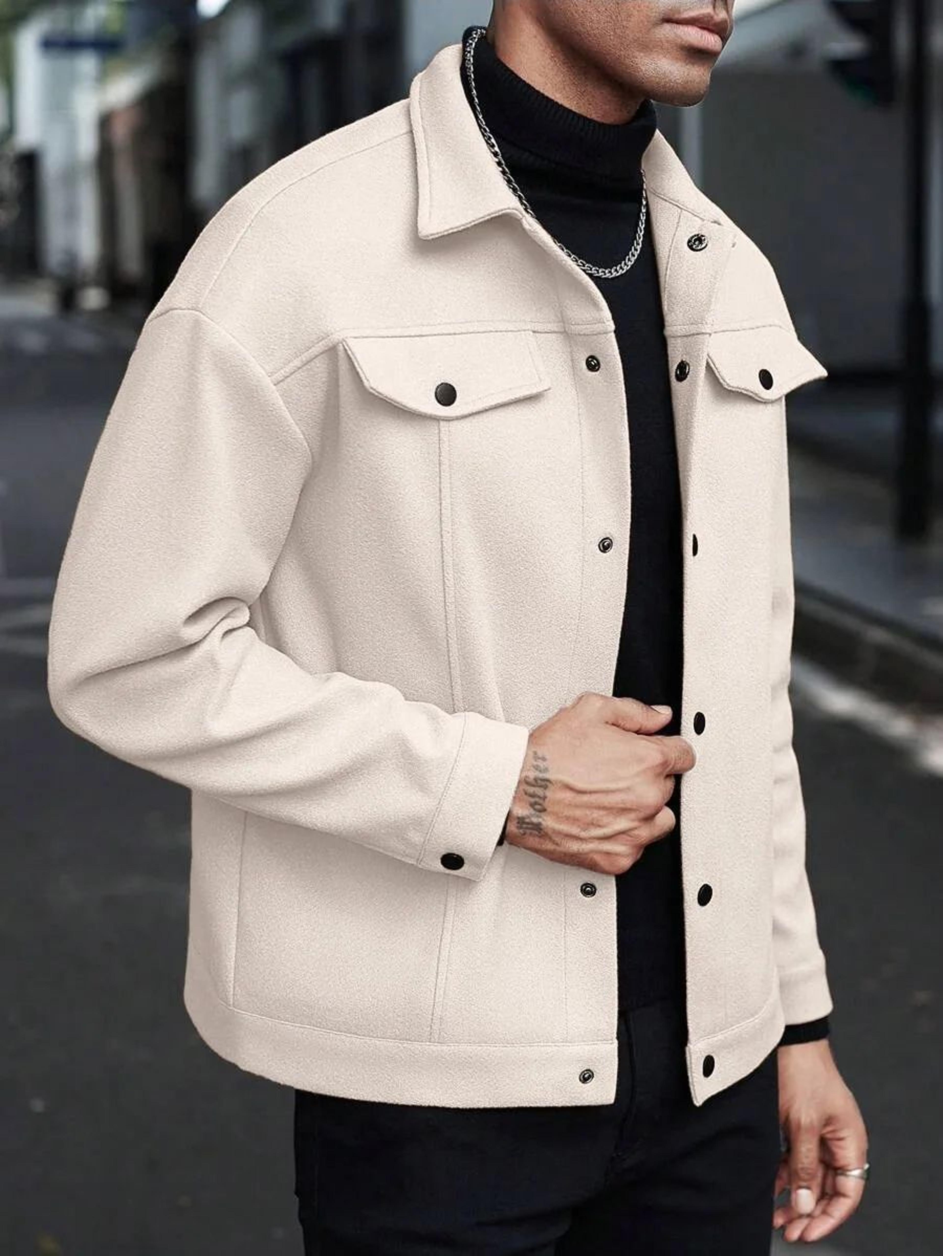 Mens Turtleneck Wool Jacket Casual Business Winter Coat 8