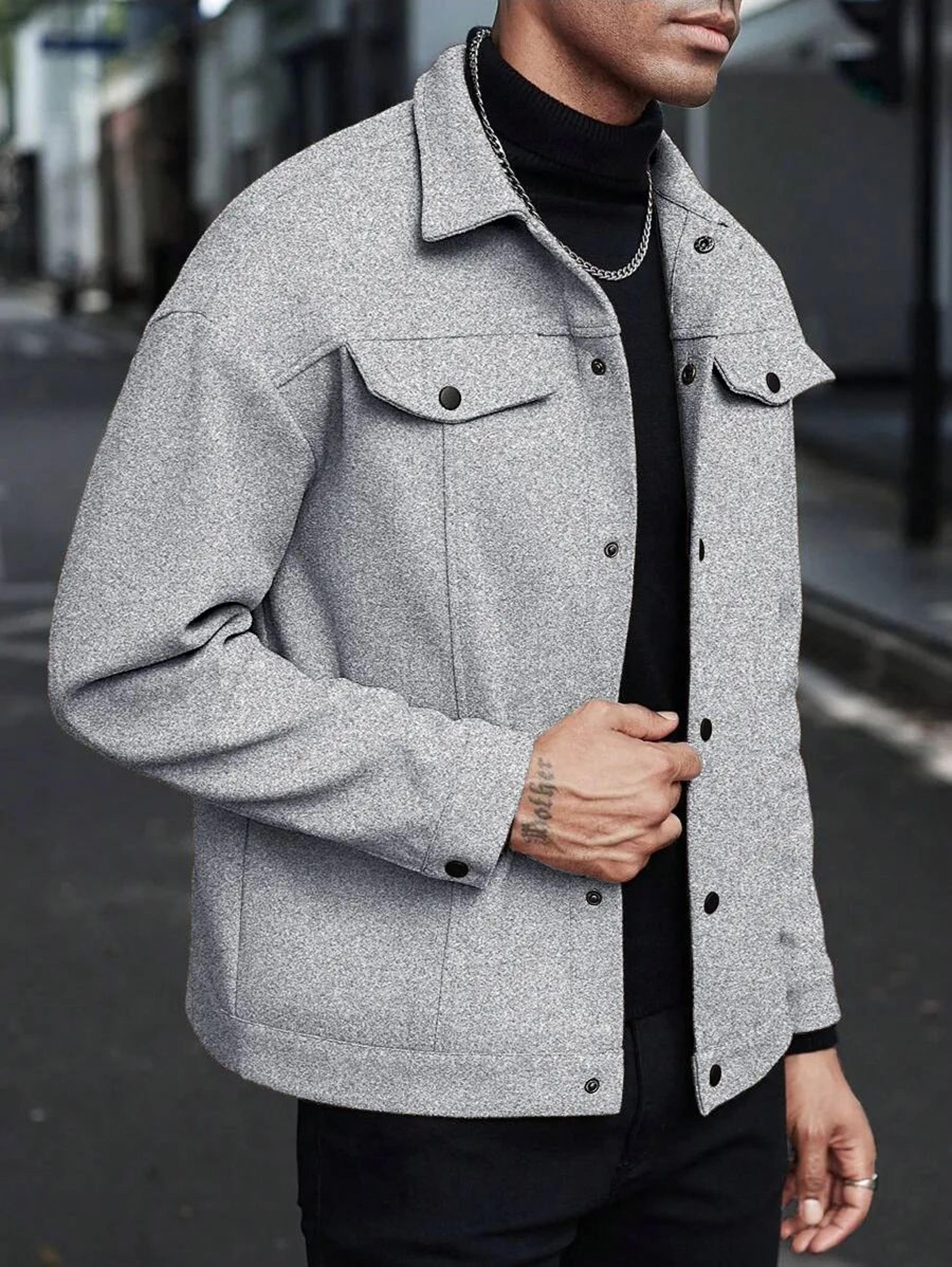 Mens Turtleneck Wool Jacket Casual Business Winter Coat 7