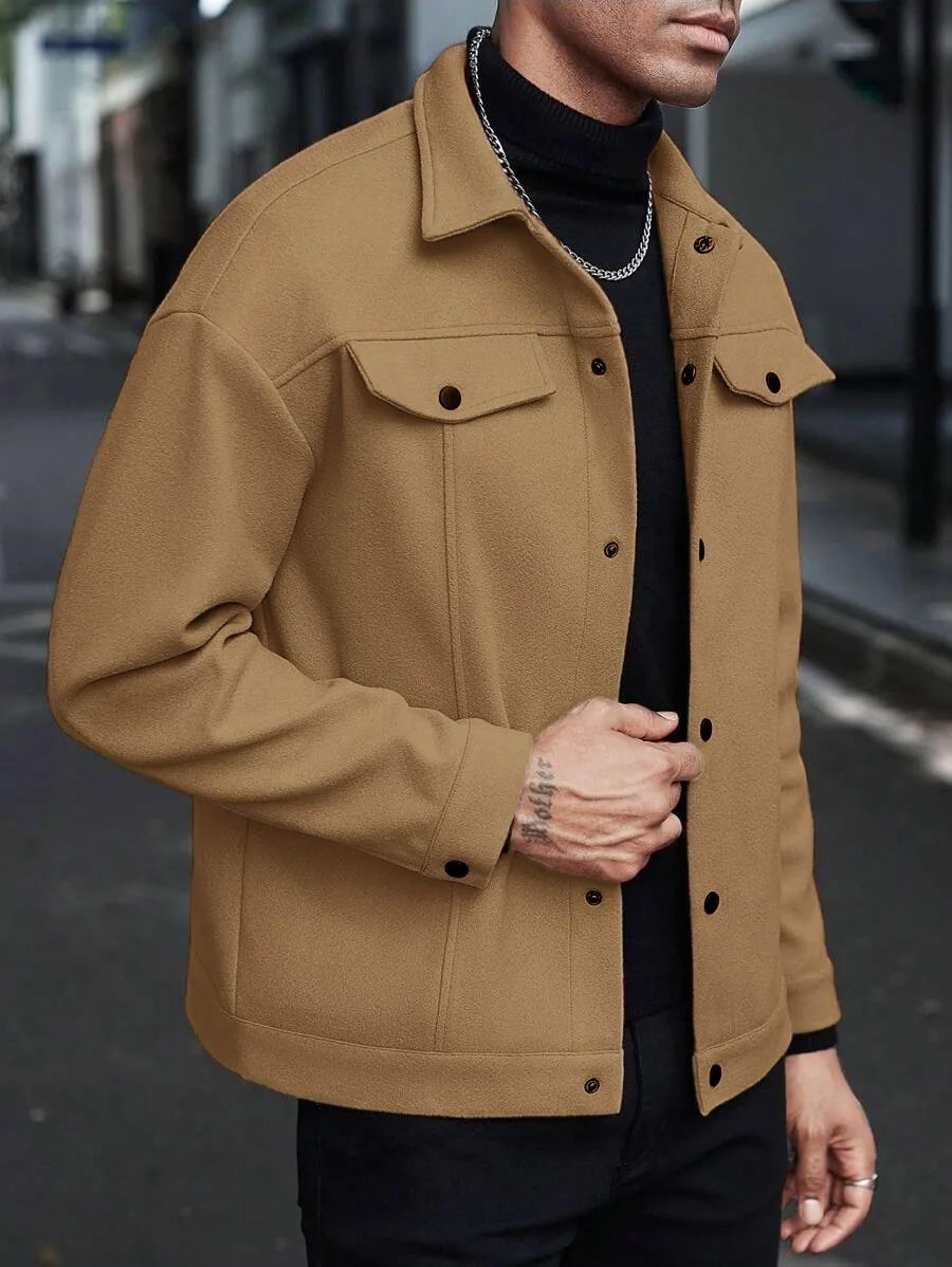 Mens Turtleneck Wool Jacket Casual Business Winter Coat 9