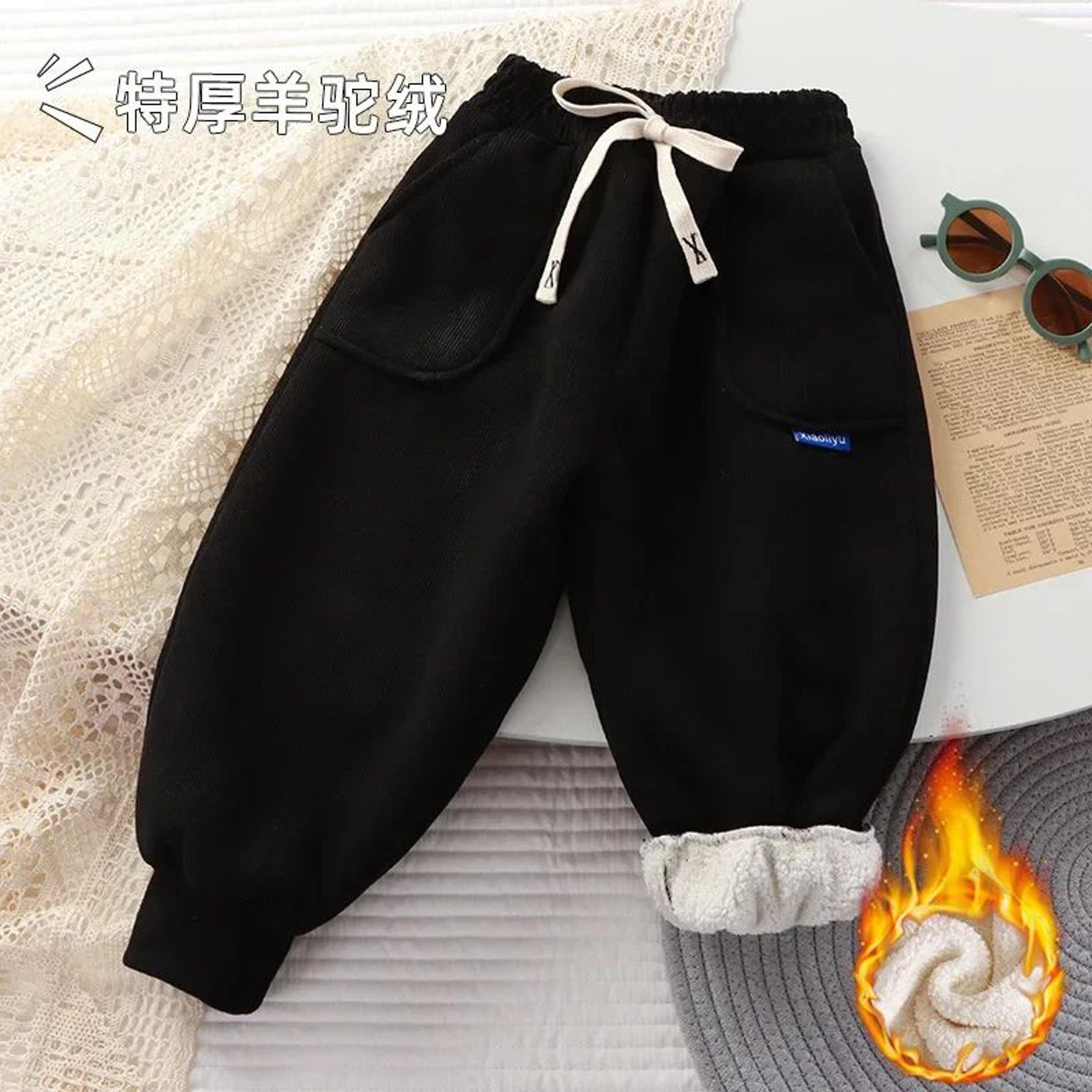Kids Winter Sweatpants Thick Casual Sport Pants With Pockets 2