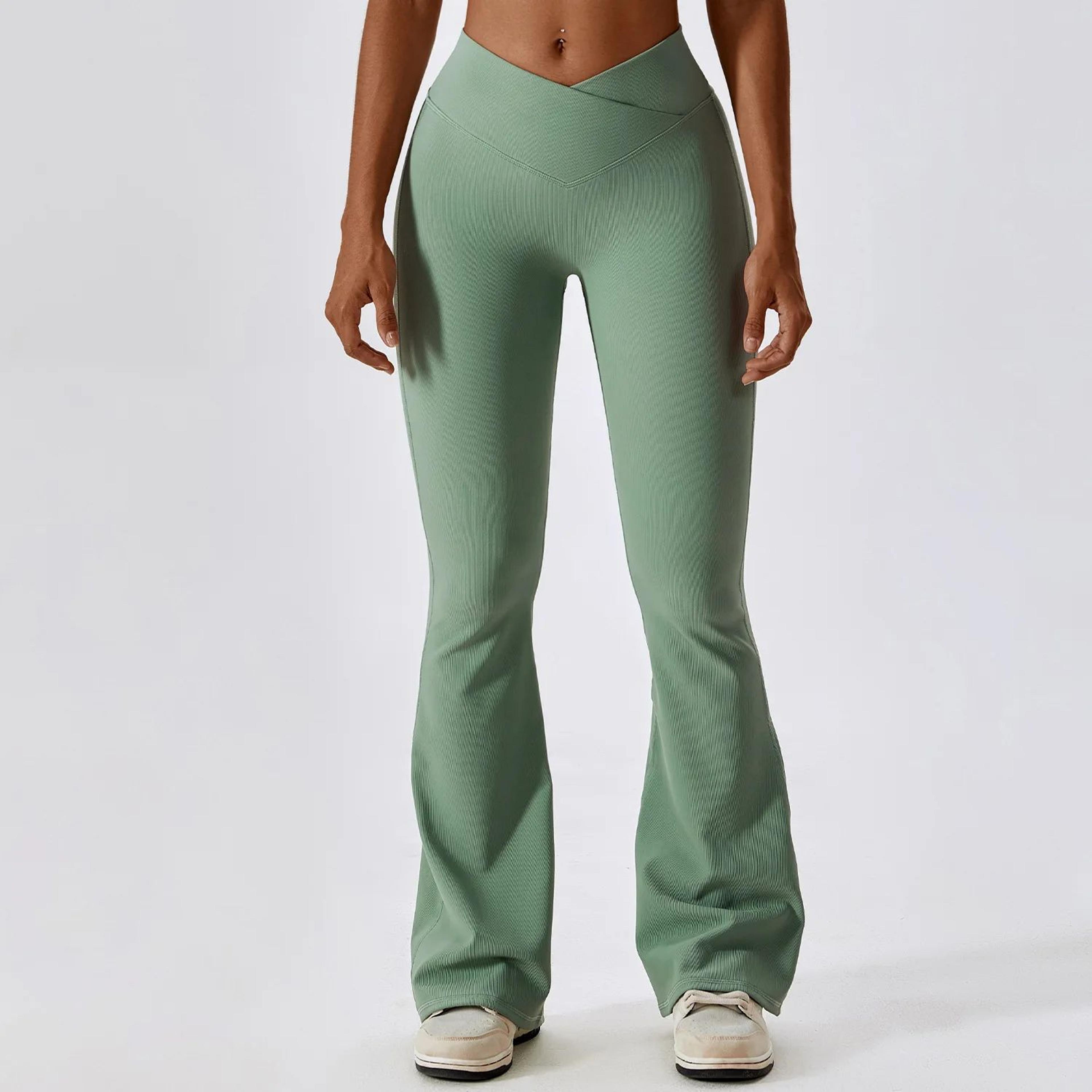 Womens High Waist Flared Yoga Fitness Leggings 2