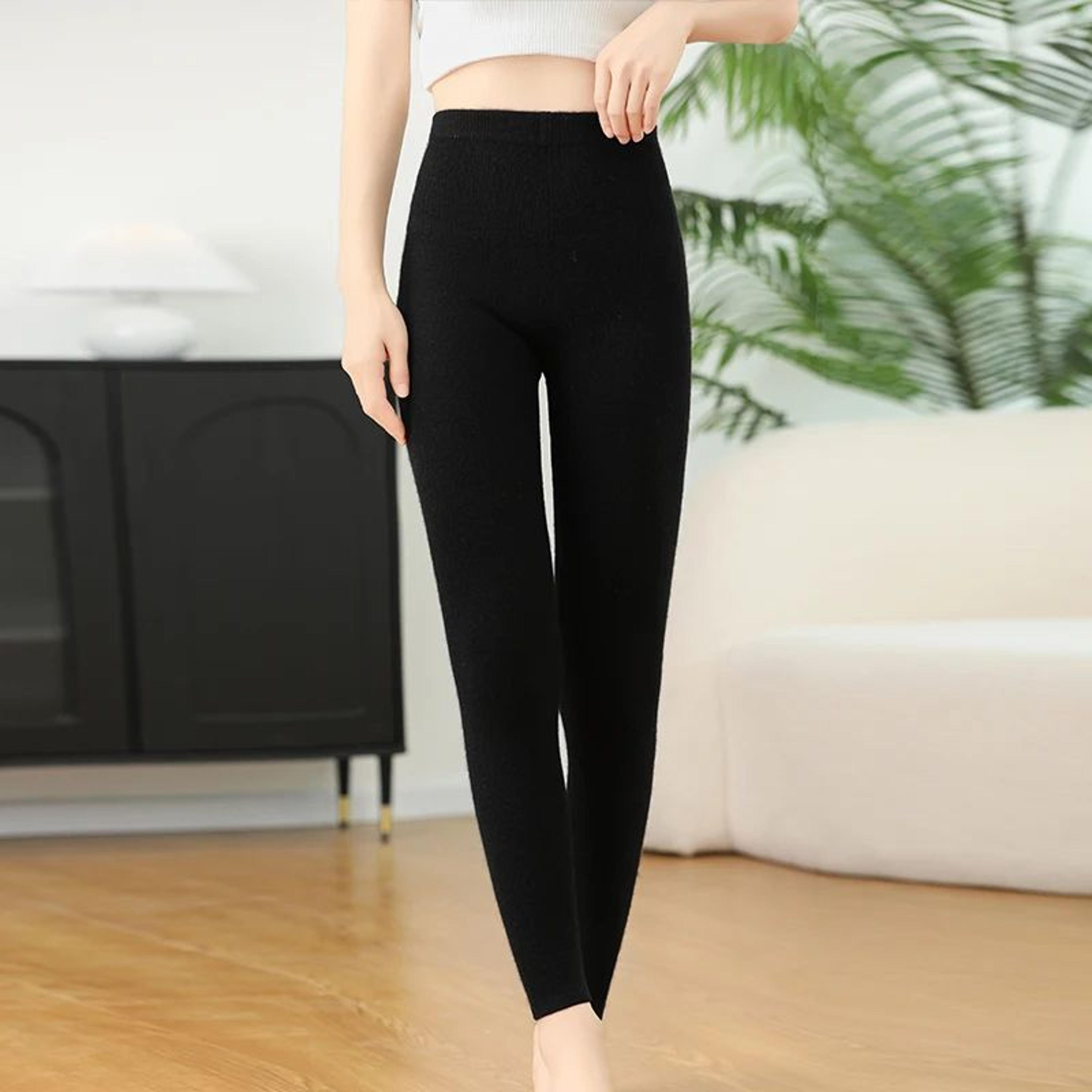 Women Winter Cashmere Wool Knit Leggings High Elastic Warm Pants 11