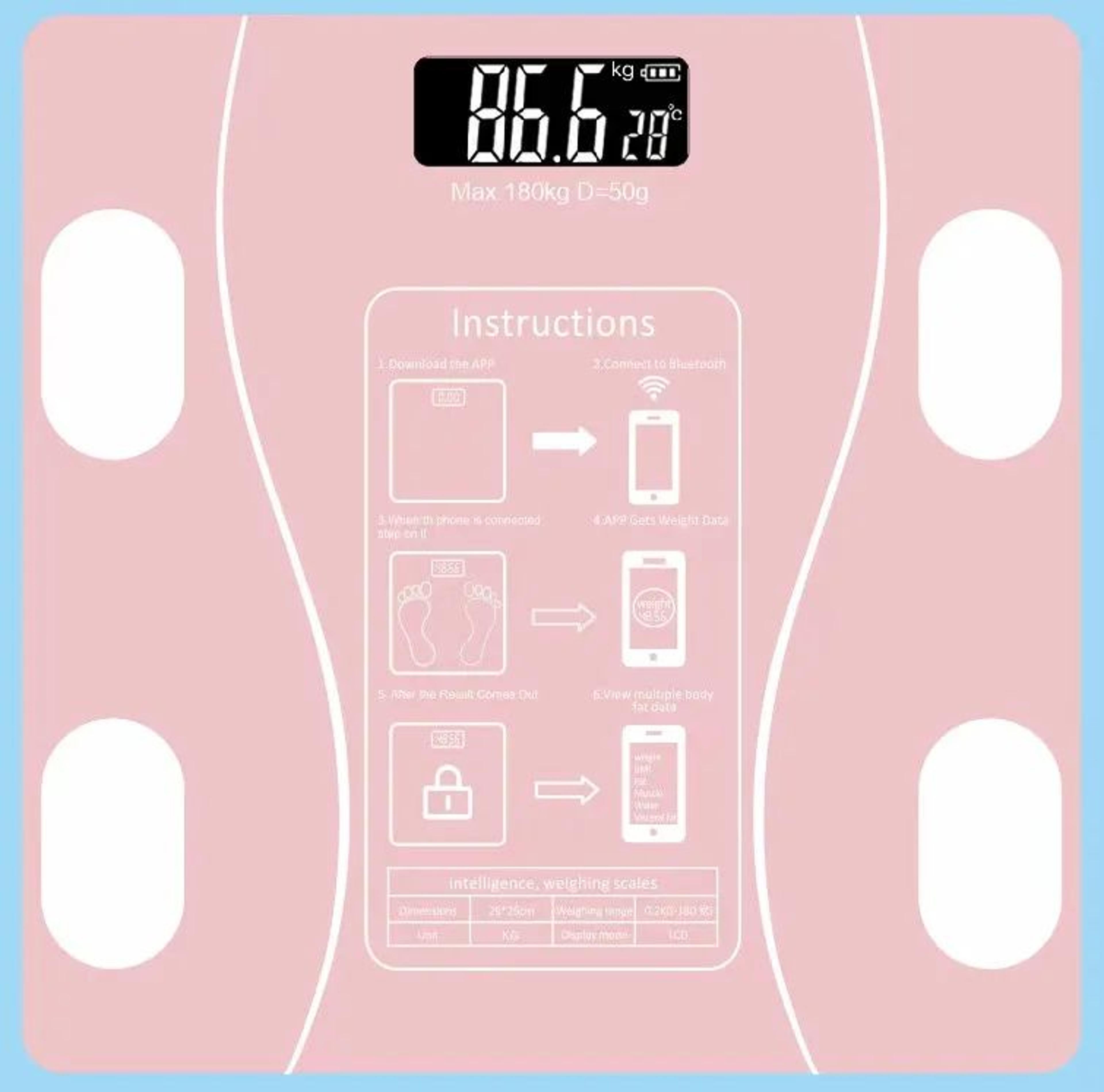 Bluetooth Smart Body Weight Scale Rechargeable Digital Scale 6