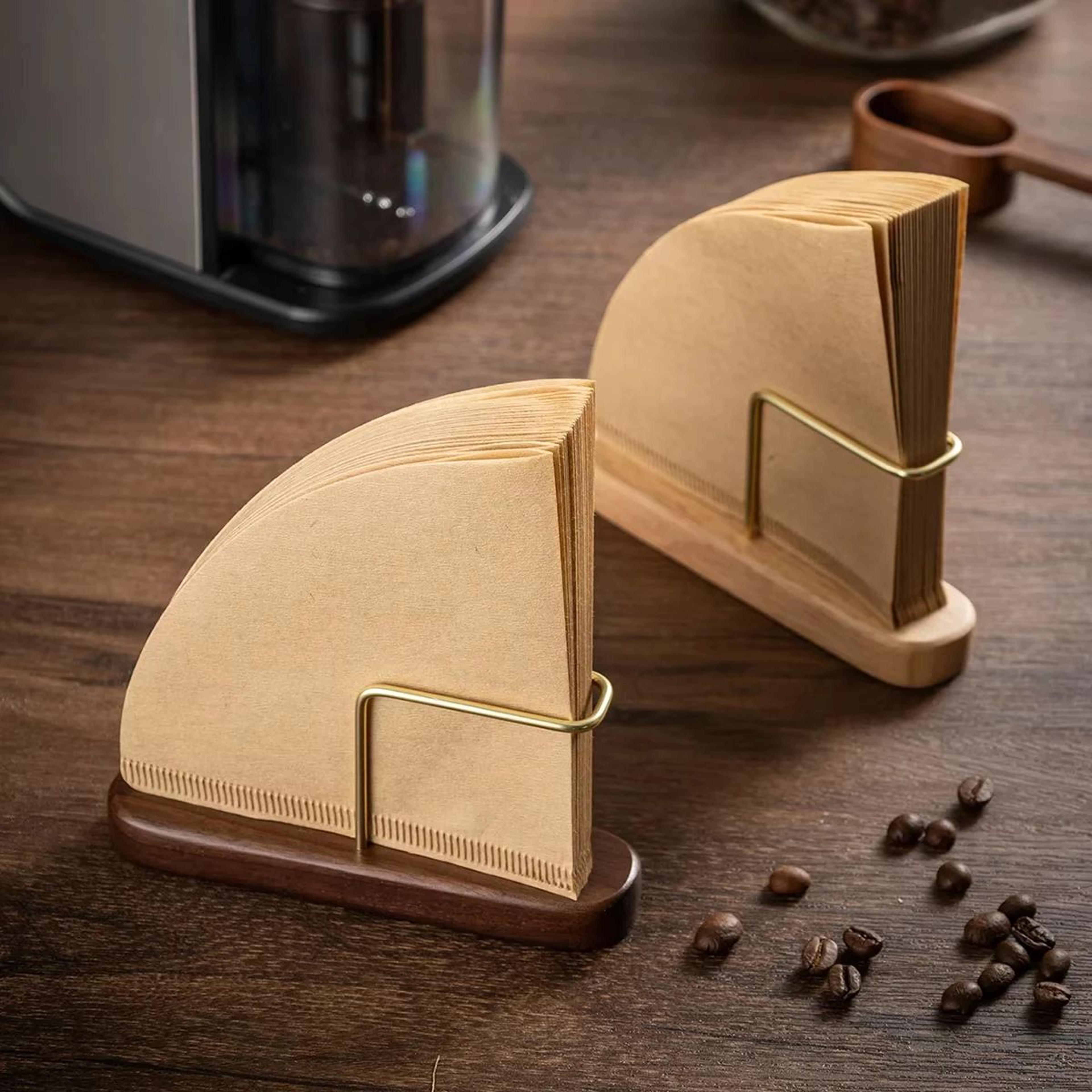 Wooden Coffee Filter Paper Holder Vertical Storage Rack 6