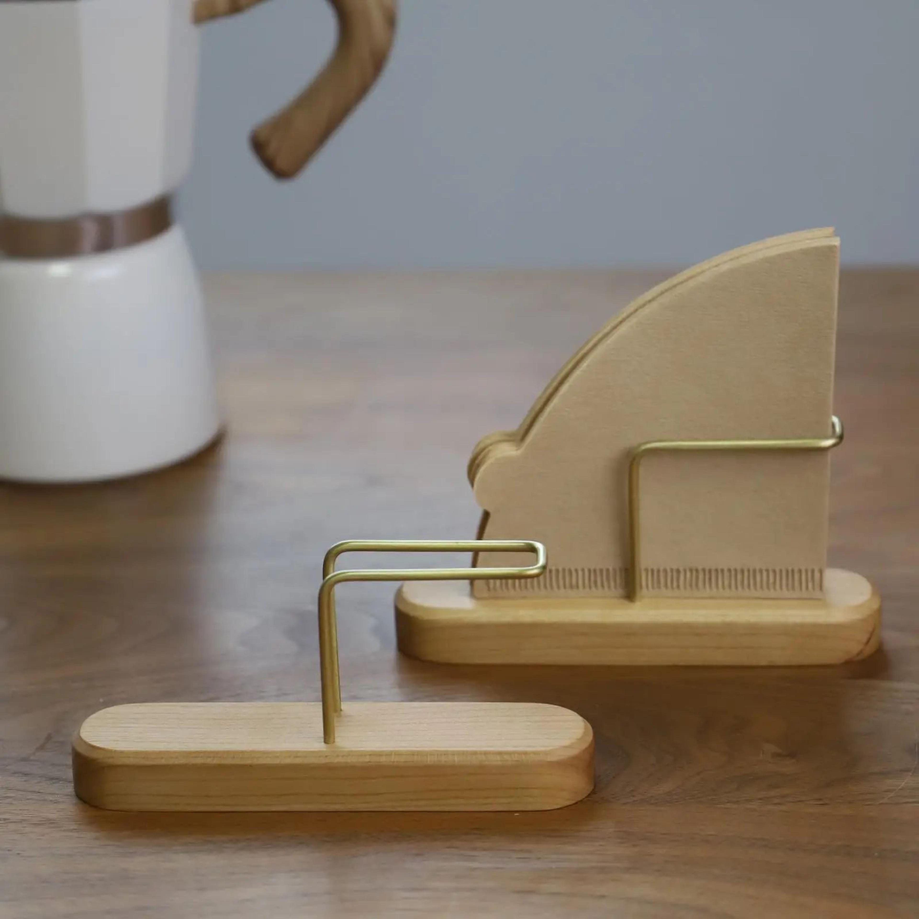 Wooden Coffee Filter Paper Holder Vertical Storage Rack 9
