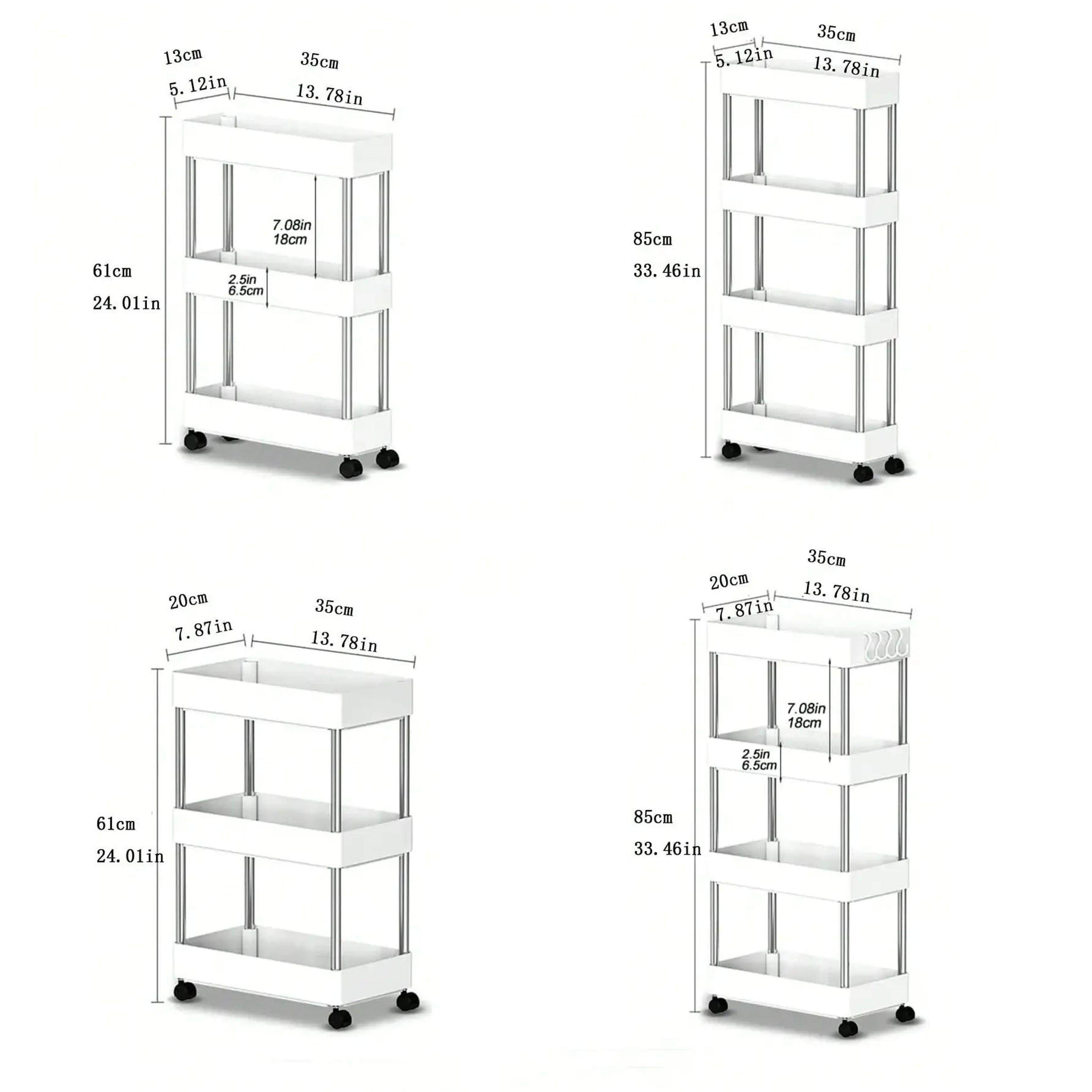Slim Rolling Storage Cart 3 Tier Gap Organizer Rack 5