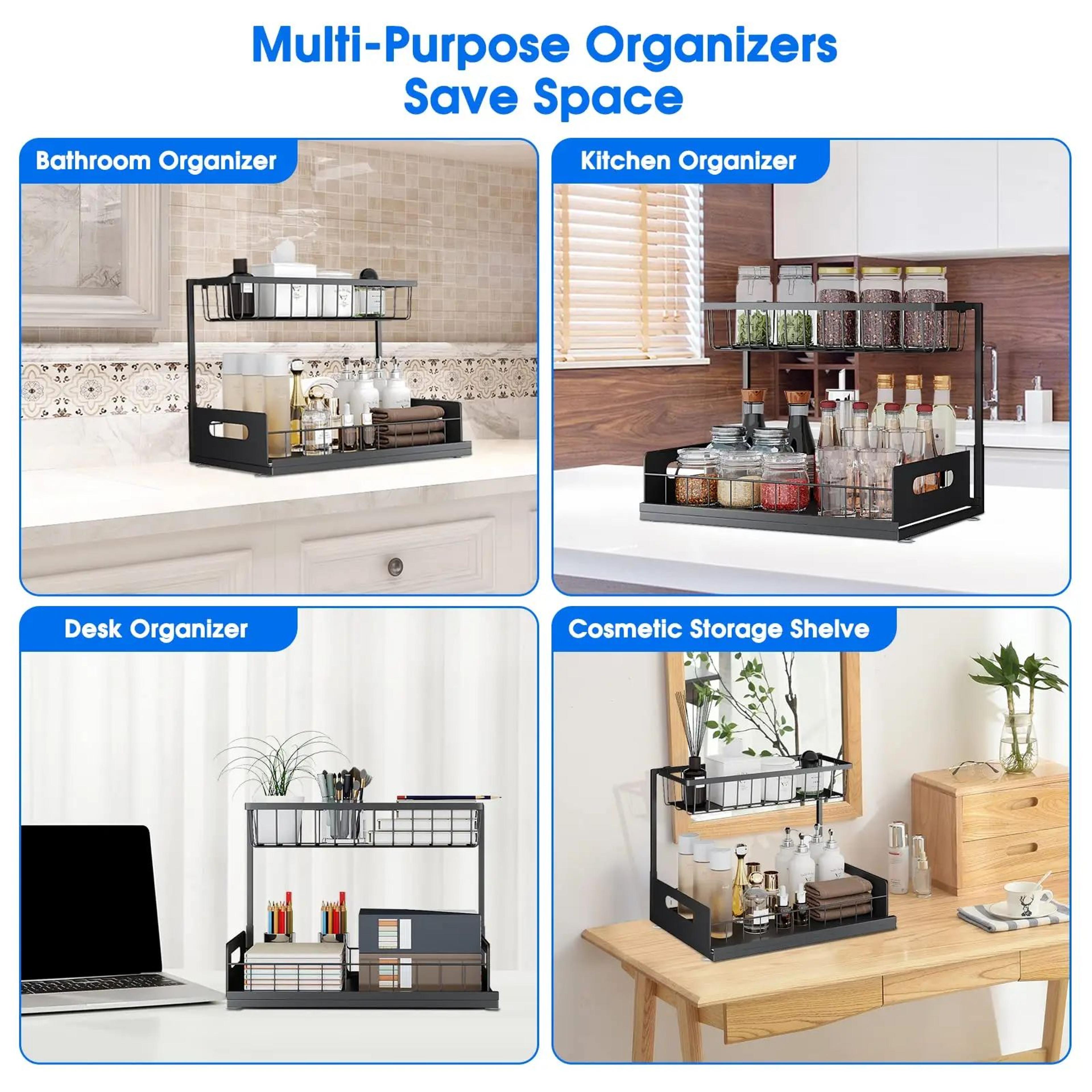 Under Sink 2 Tier Sliding Organizer Pull Out Drawer 4
