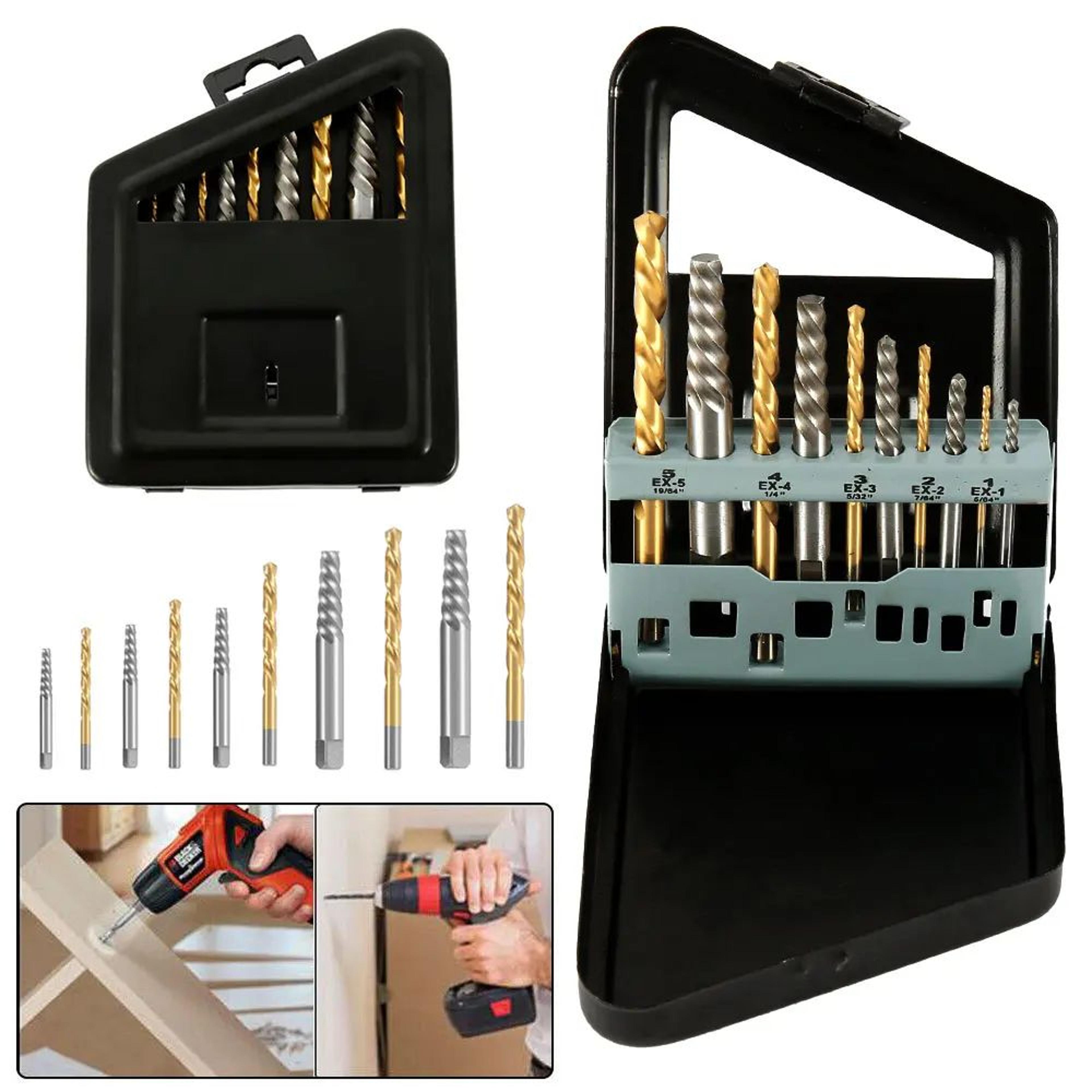 10pcs cobalt left hand drill bit and screw extractor set