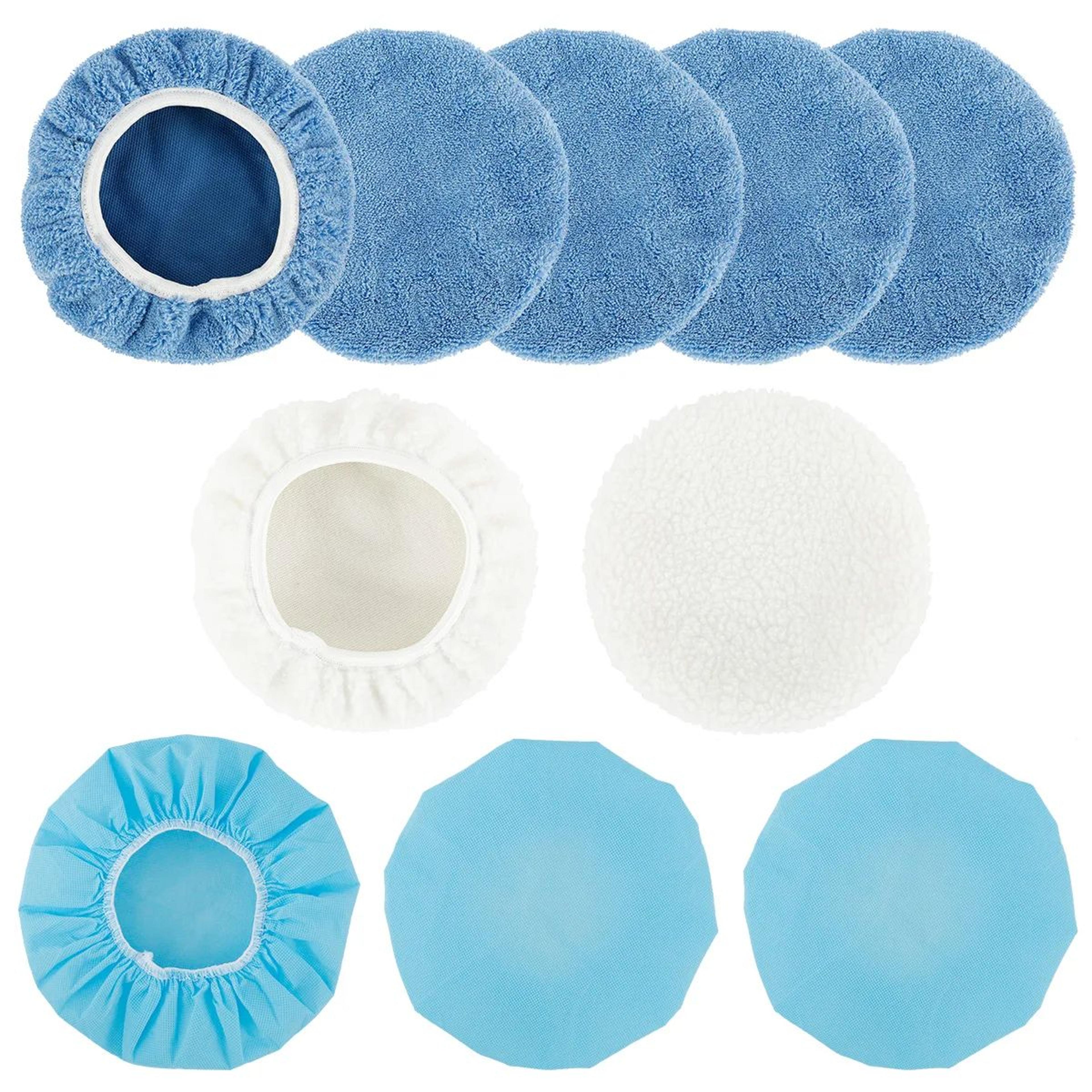 Car Polishing Bonnet Pads 10PCS Elastic Buffing Cover Kit Anti Slip 8