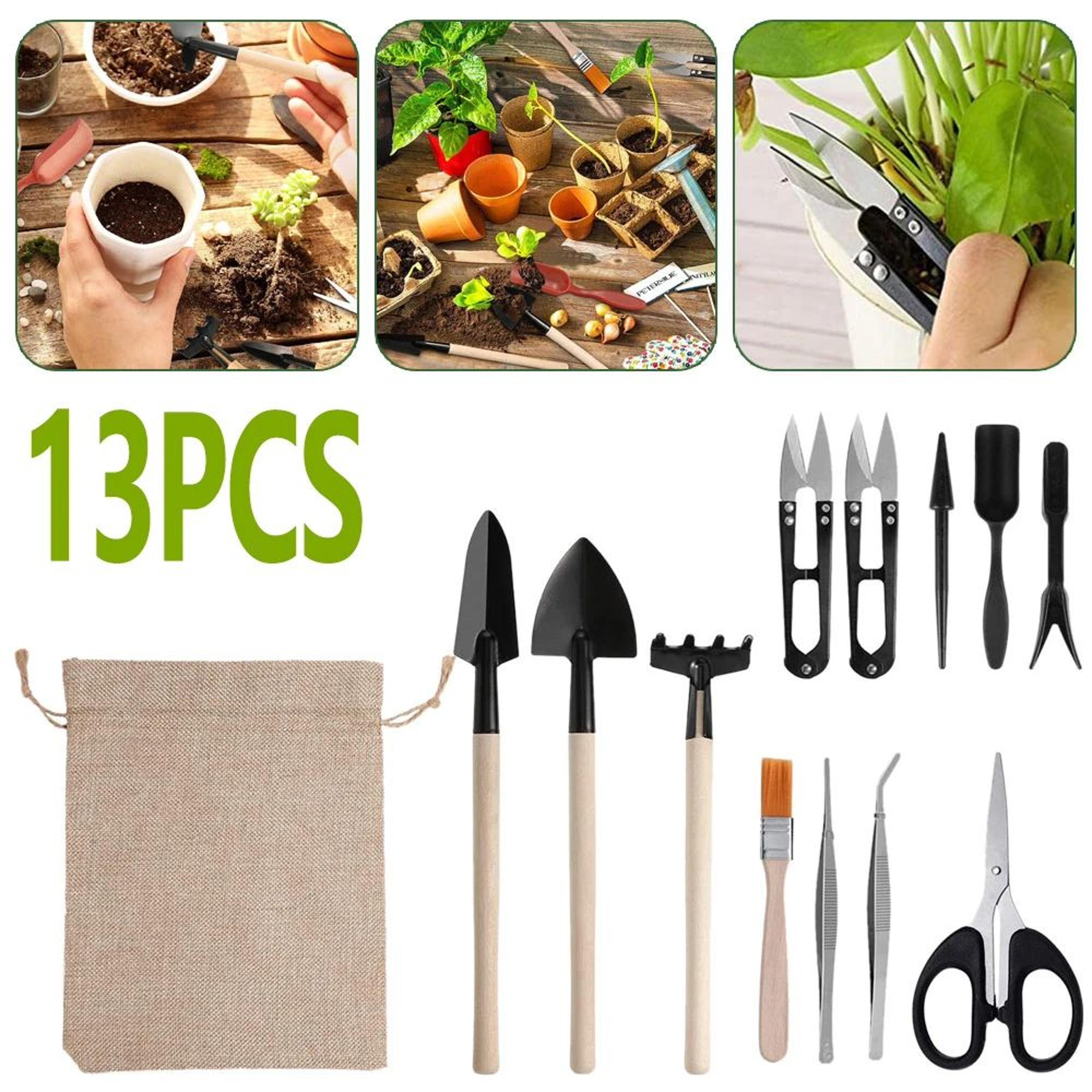 13pcs mini garden tool set bonsai kit with wooden handle